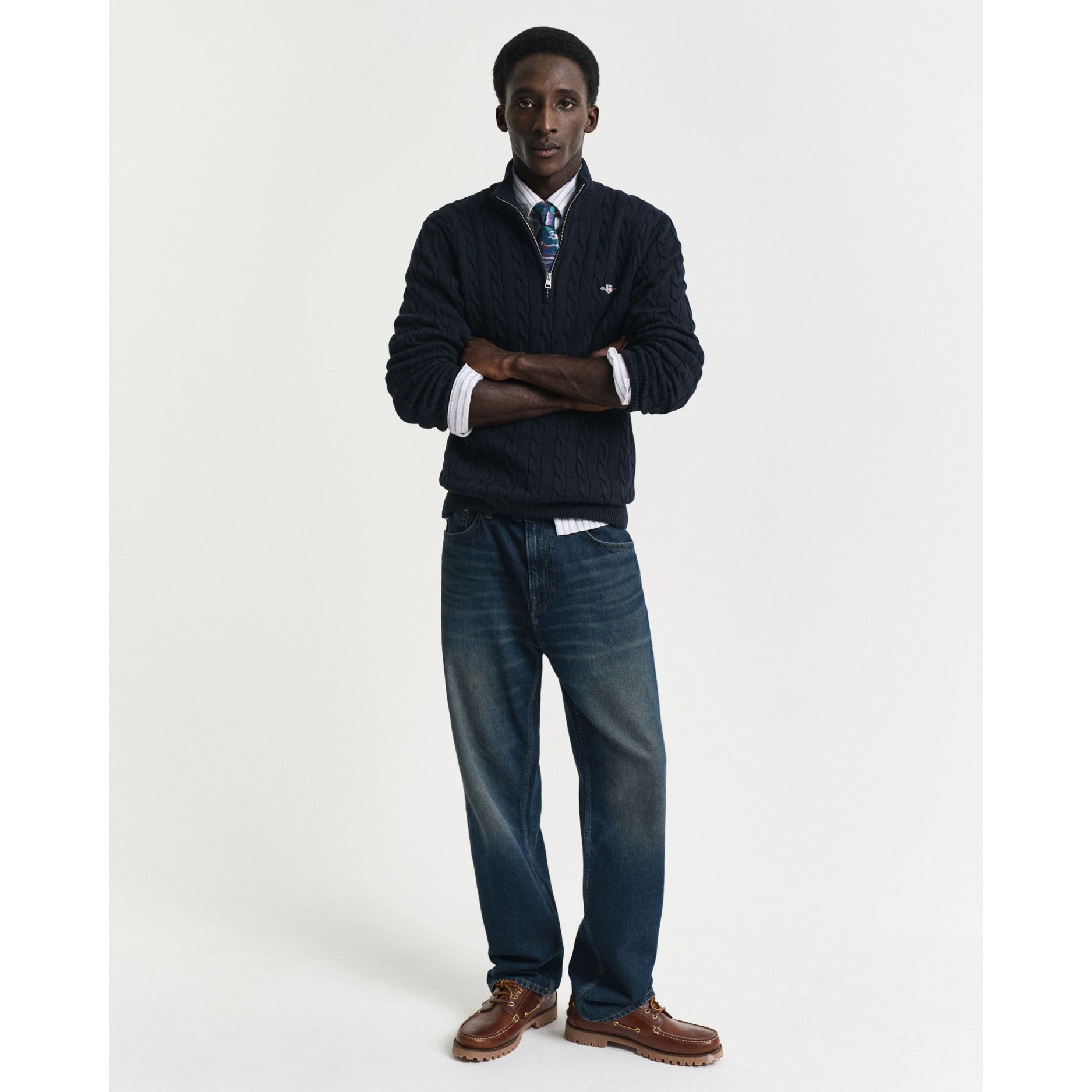 GANT Megztinis vyrams, Mėlyna, cotton cable half zip 2