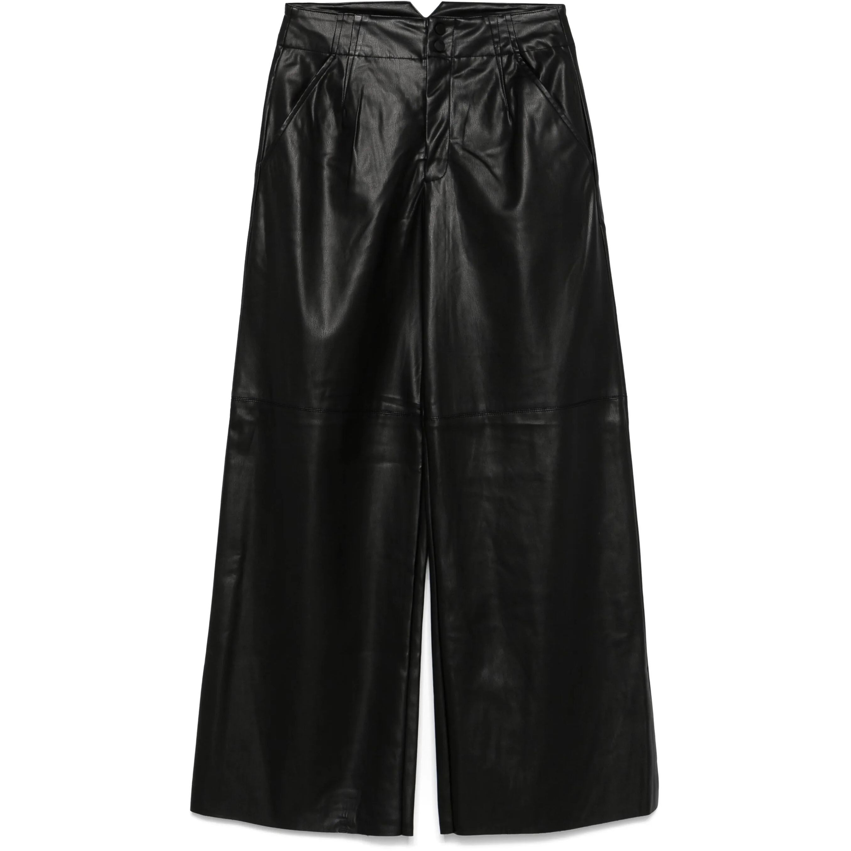 DKNY Kelnės moterims, Juoda, Faux leather wide leg pants 1