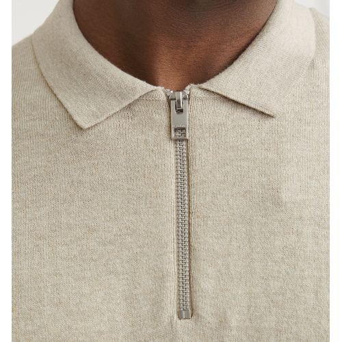 JACK & JONES Megztinis vyrams, Smėlio, Emil knit polo half zip 2