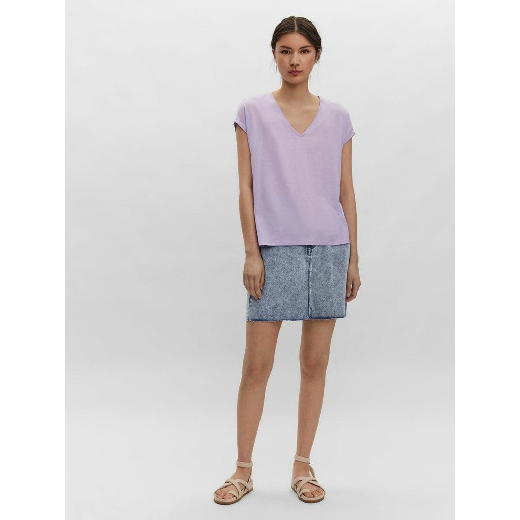 VERO MODA Marškinėliai moterims, Violetinė, VMAVA SS V-NECK 7