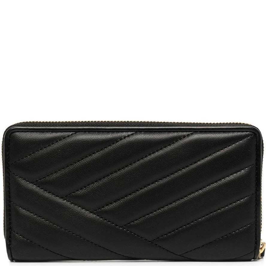 TORY BURCH Piniginė moterims, Juoda, Kira chevron zip wallet 2