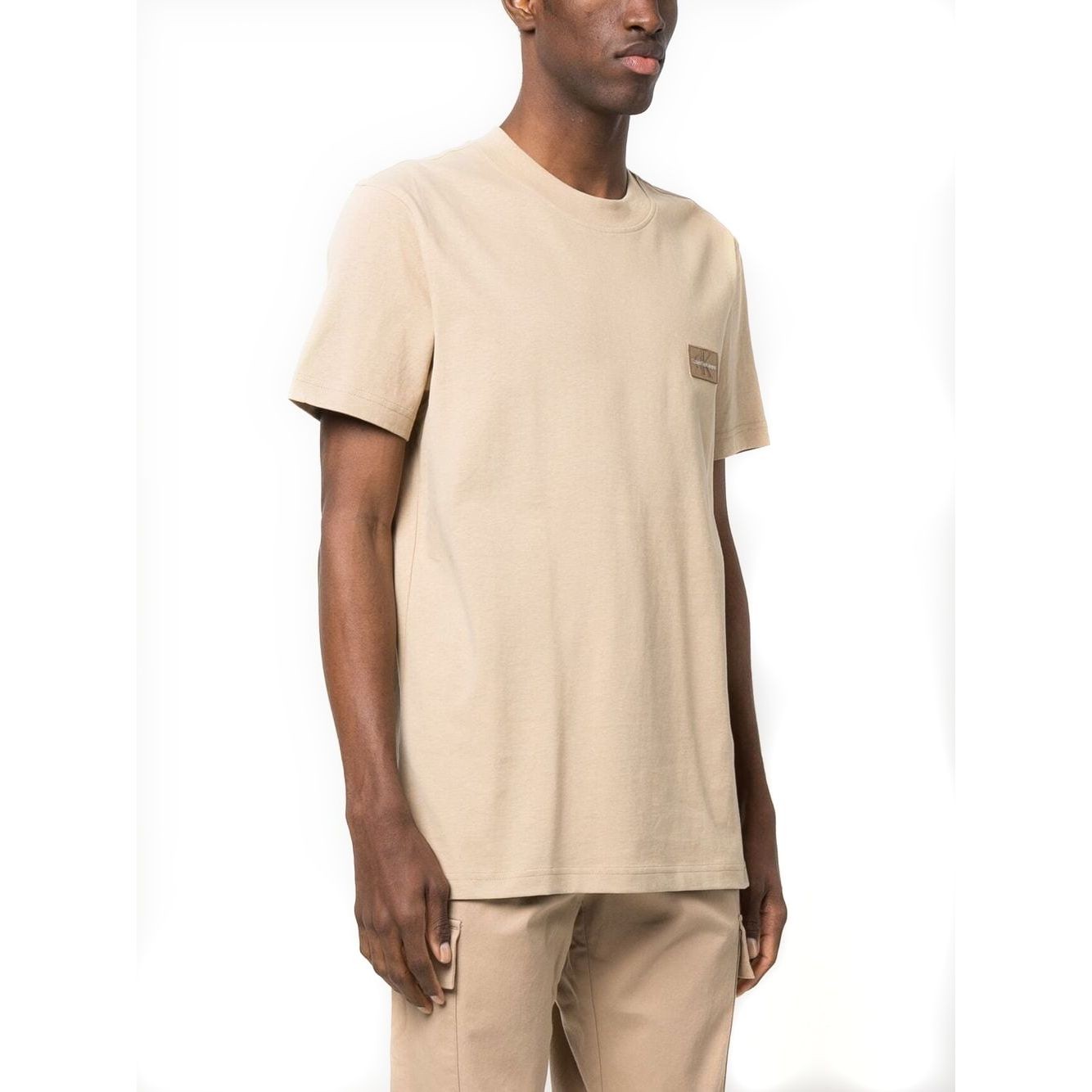 CALVIN KLEIN JEANS Marškinėliai trump. rankovėmis vyrams, Smėlio, Shrunken badge tee 2