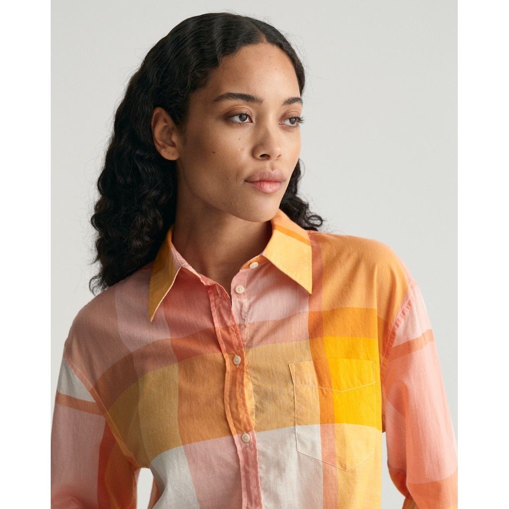 GANT Marškiniai moterims, Geltona, REL MADRAS CHECK SHIRT 4