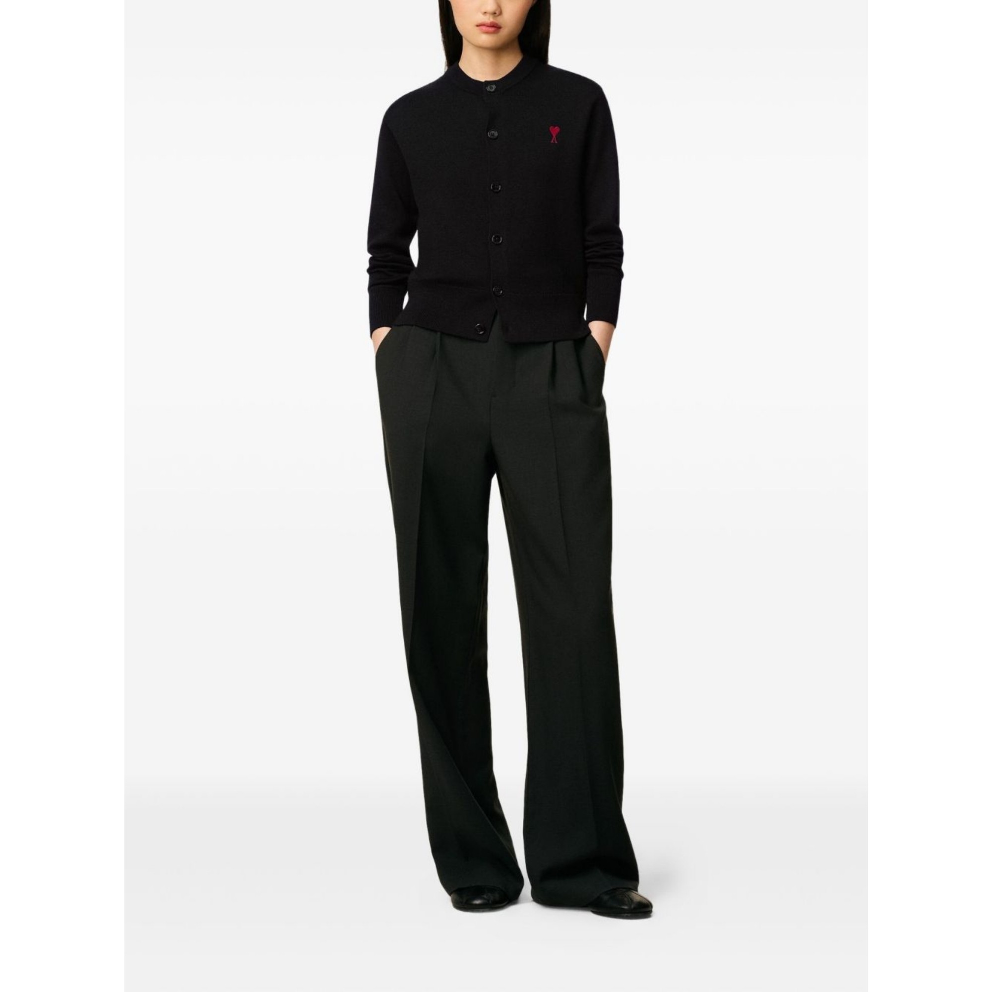 AMI PARIS Kardiganas moterims, Juoda, Crewneck cardigan 2