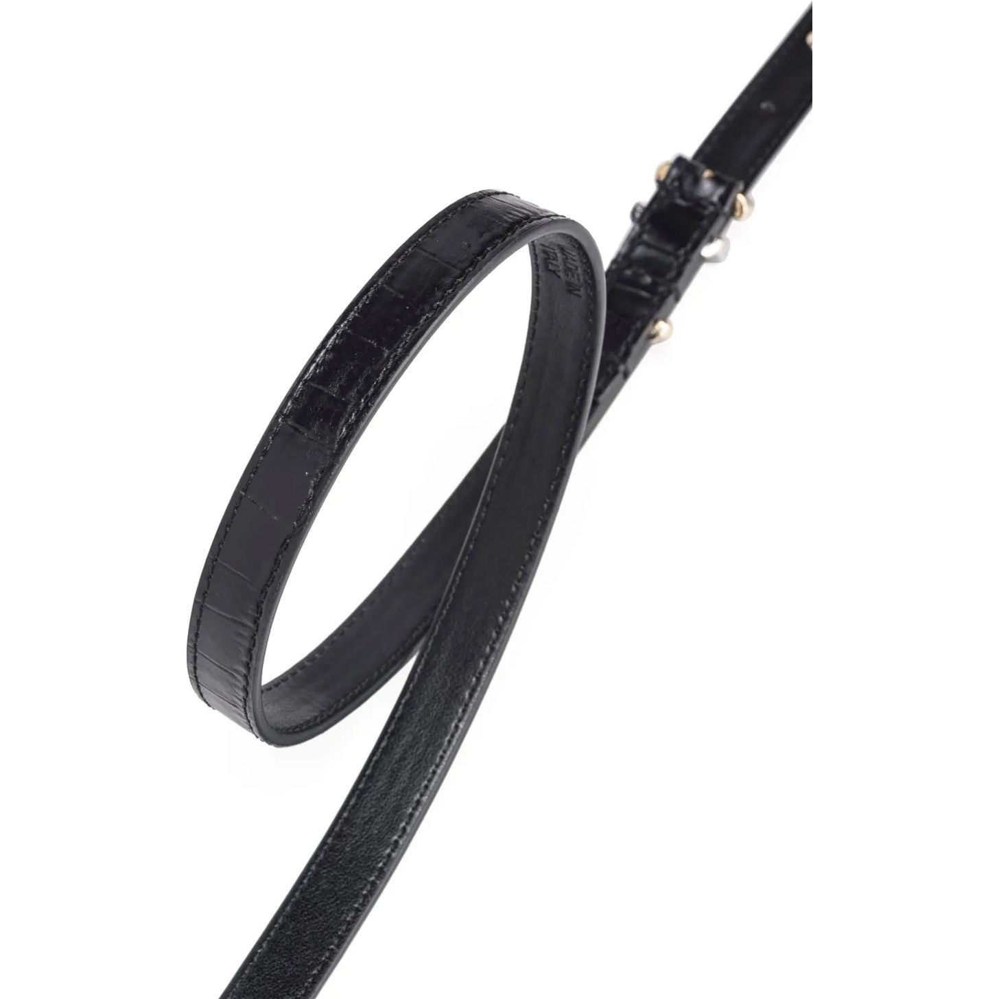 PINKO Diržas moterims, Juoda, Crocodile-effect leather belt 3