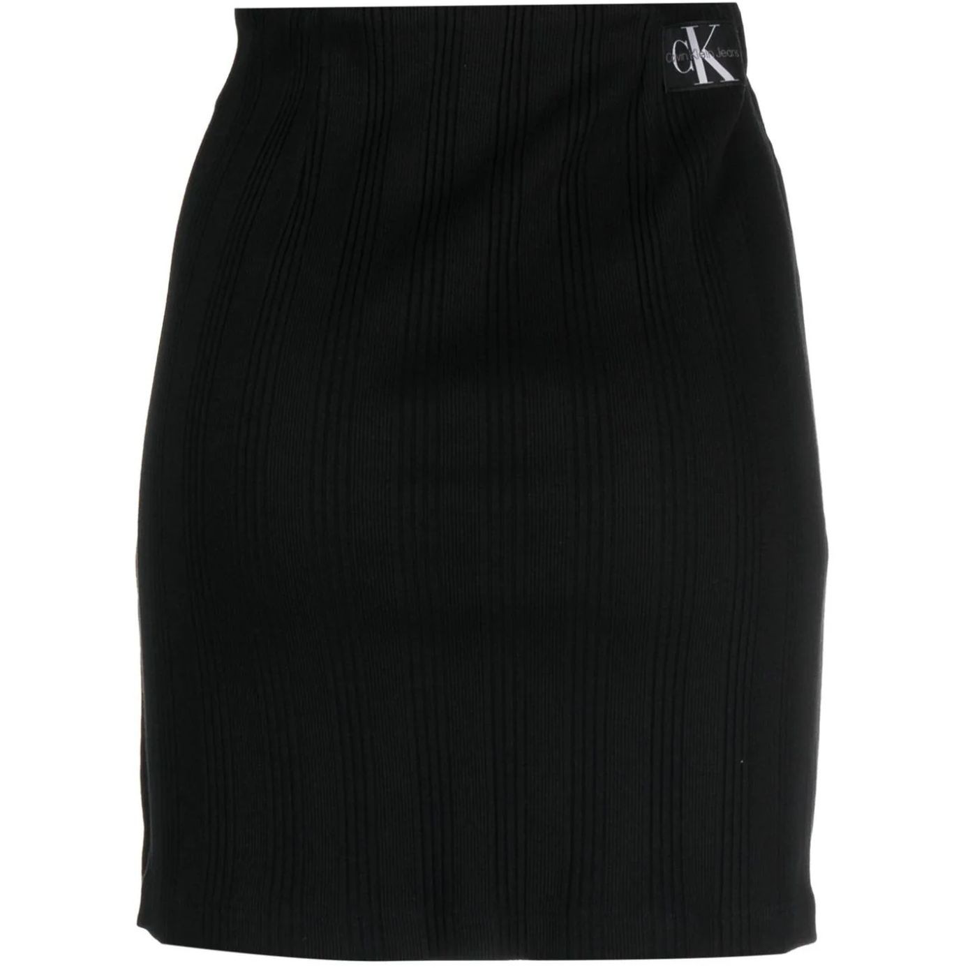 CALVIN KLEIN JEANS Midi sijonas moterims, Juoda, Badge rib elongated skirt 2