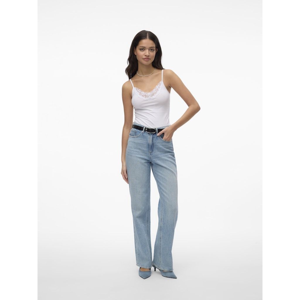 VERO MODA Marškinėliai moterims, Balta, VMINGE LACE SINGLET 6