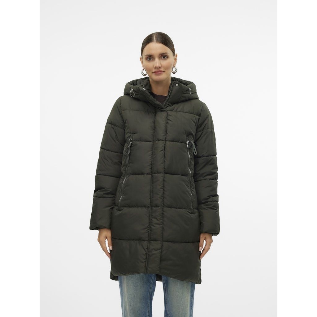 VERO MODA Pūkinis paltas moterims, Chaki, Nova coat boo 2