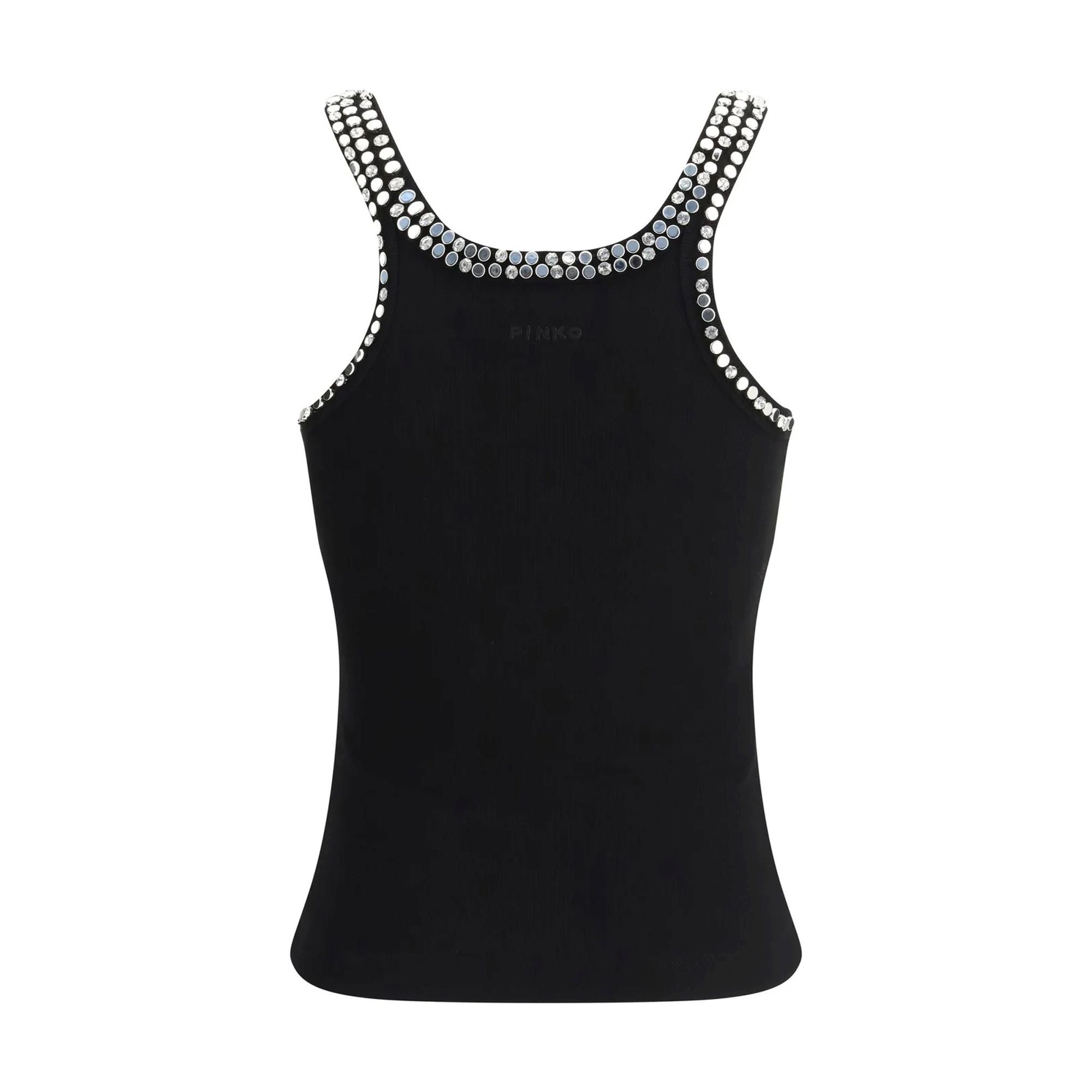 PINKO Marškiniai be rankovių moterims, Juoda, Coriandoli top tank 2
