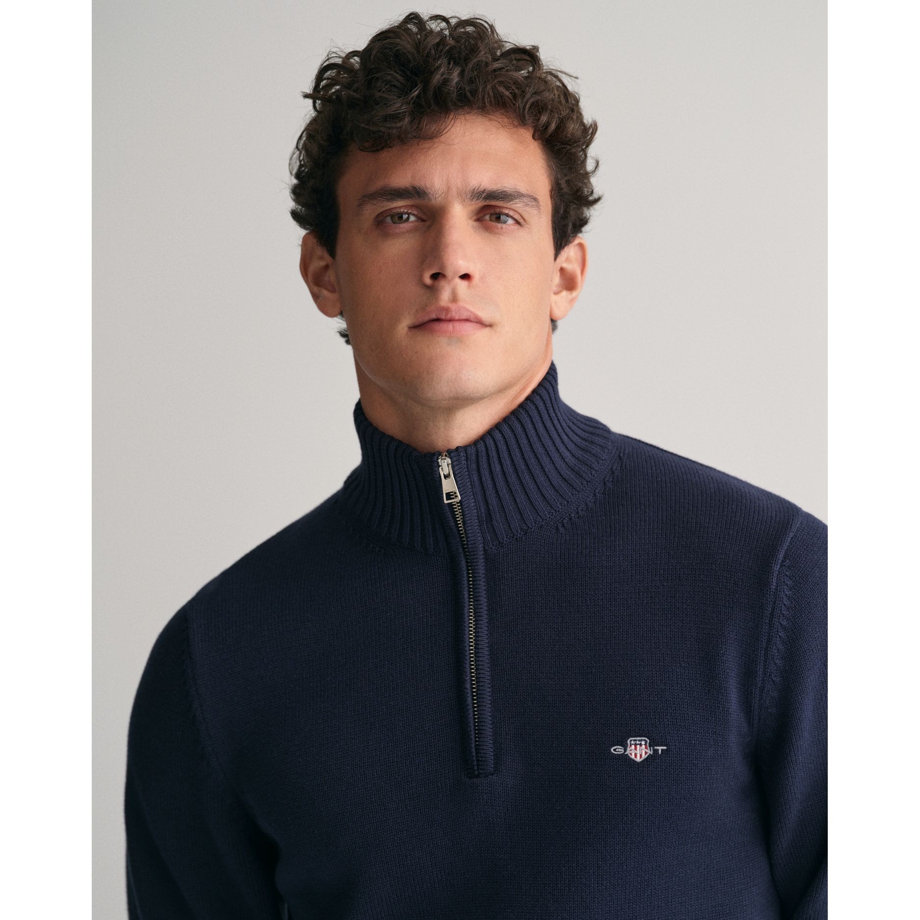 GANT Megztinis vyrams, Mėlyna, casual cotton half zip 5