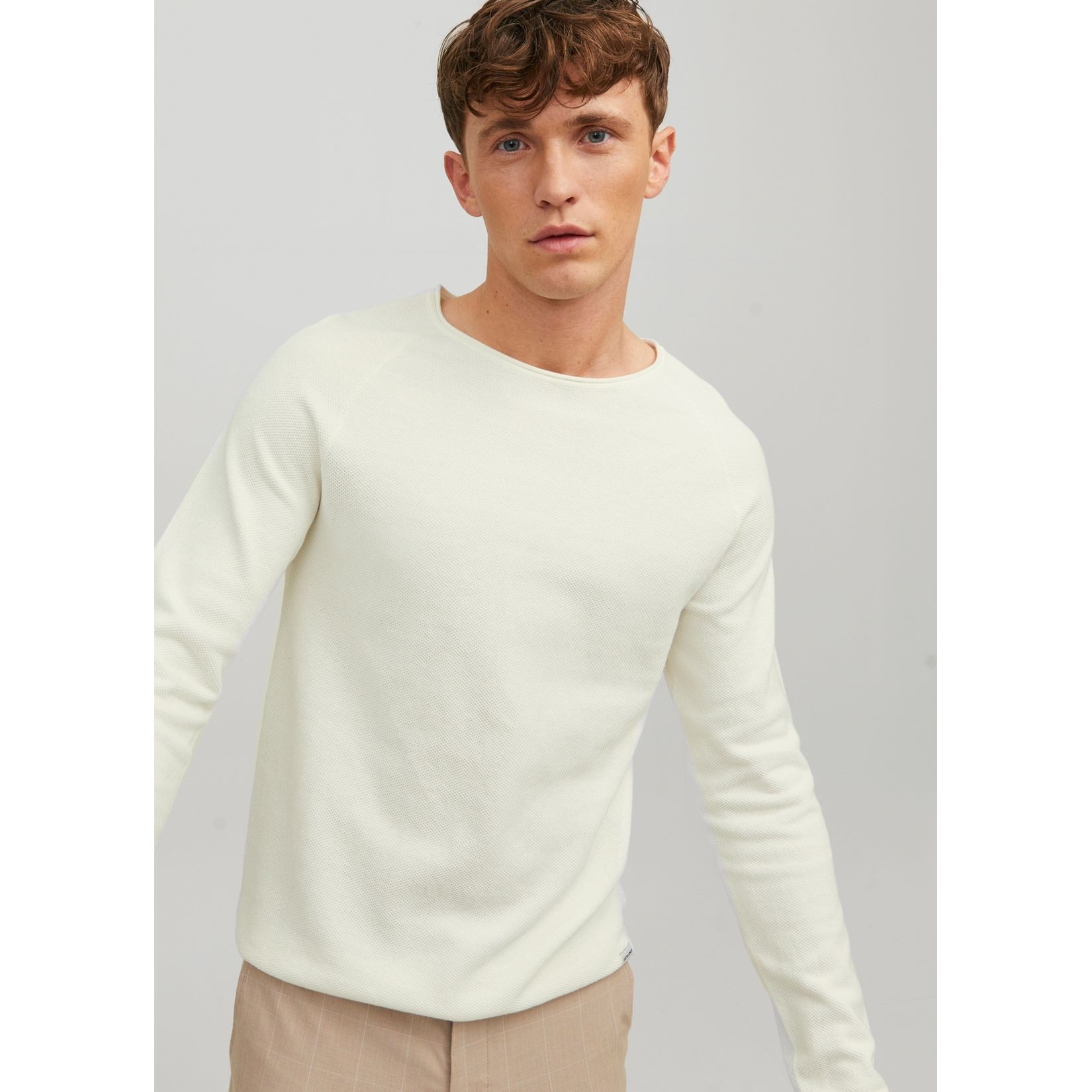 JACK & JONES Kampsun mehed, Cloud Dancer, JJEHILL KNIT CREW NE 6