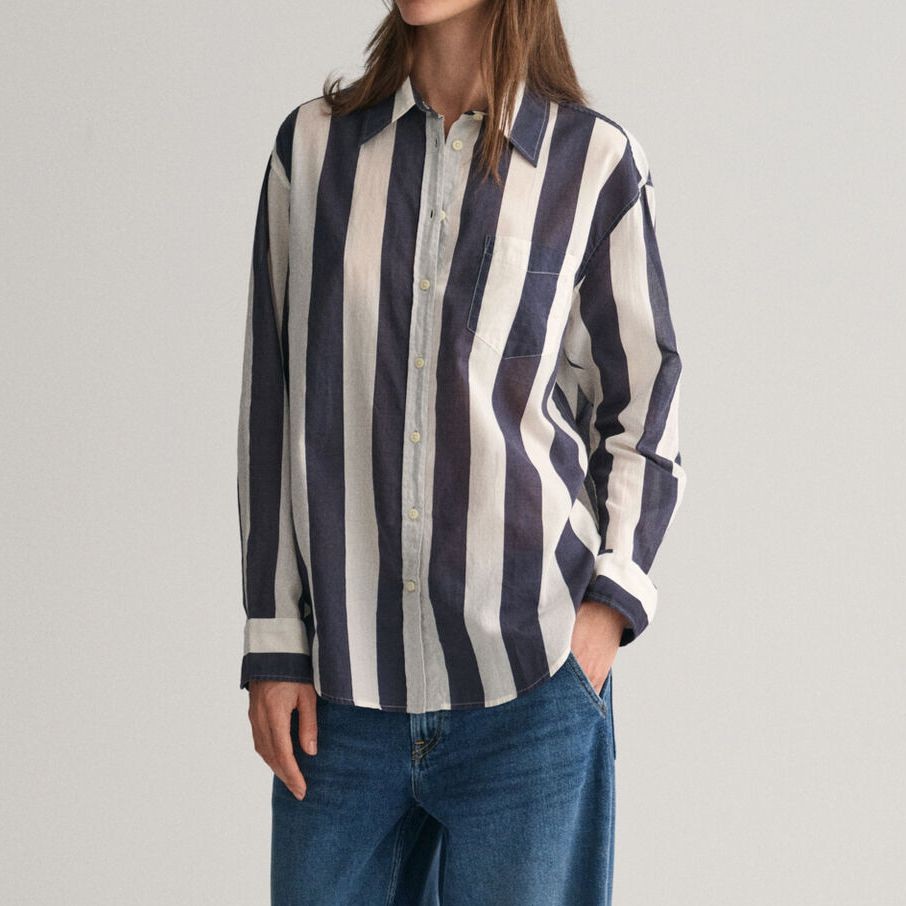GANT Marškiniai ilgomis rankovėmis moterims, Mėlyna, Rel parasol striped shirt 2
