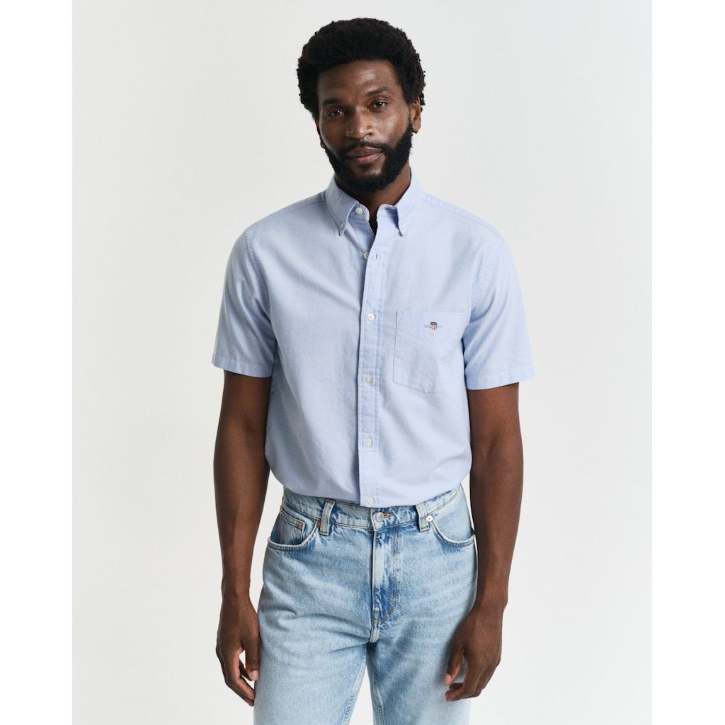 GANT Marškiniai vyrams, Mėlyna, REG OXFORD SS SHIRT 2