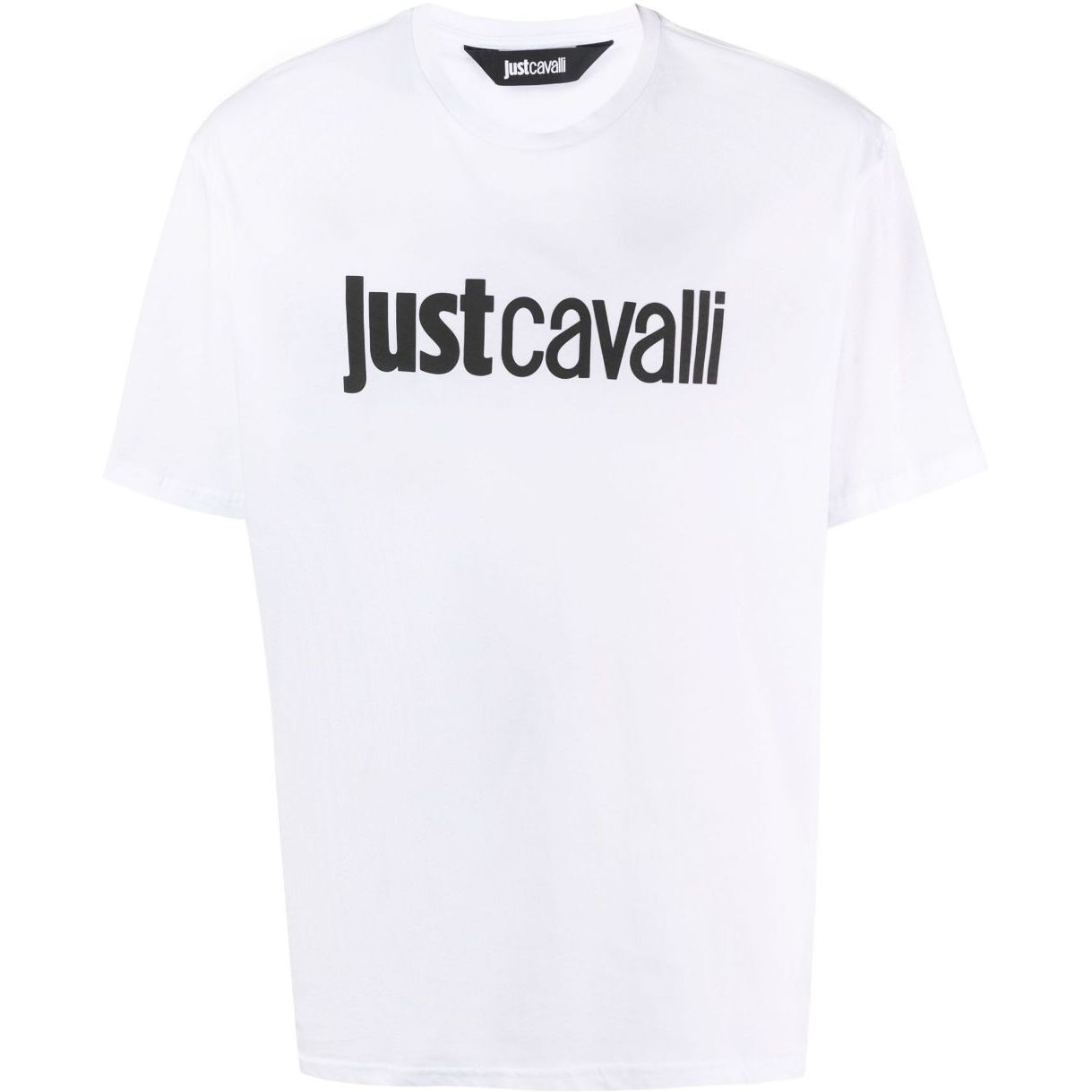 JUST CAVALLI Marškinėliai trump. rankovėmis vyrams, Balta, Logo rubber t-shirt