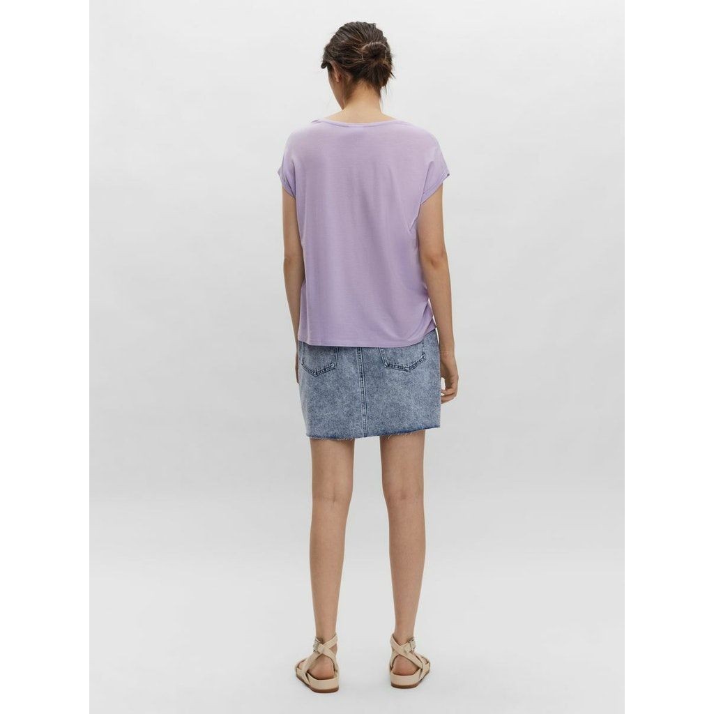 VERO MODA Marškinėliai moterims, Violetinė, VMAVA SS V-NECK 5