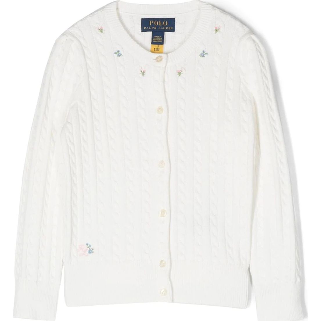 RALPH LAUREN KIDS Kardiganas mergaitėms, Balta, Mini cabel cardigan (2-6x) 1