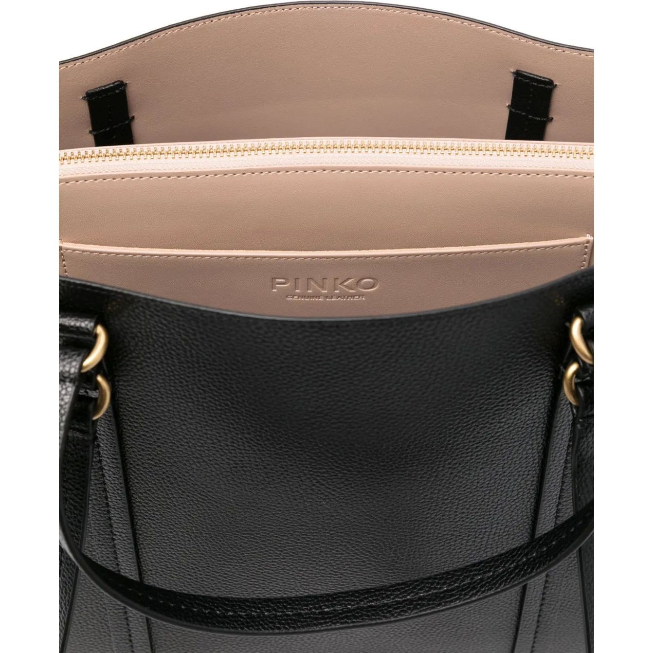 PINKO Pirkinių krepšys moterims, Juoda, Large tumbled shopper bag 4