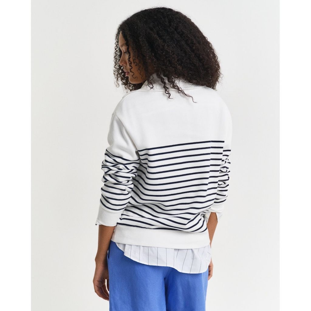 GANT Megztinis moterims, Balta, Breton rib half zip 3