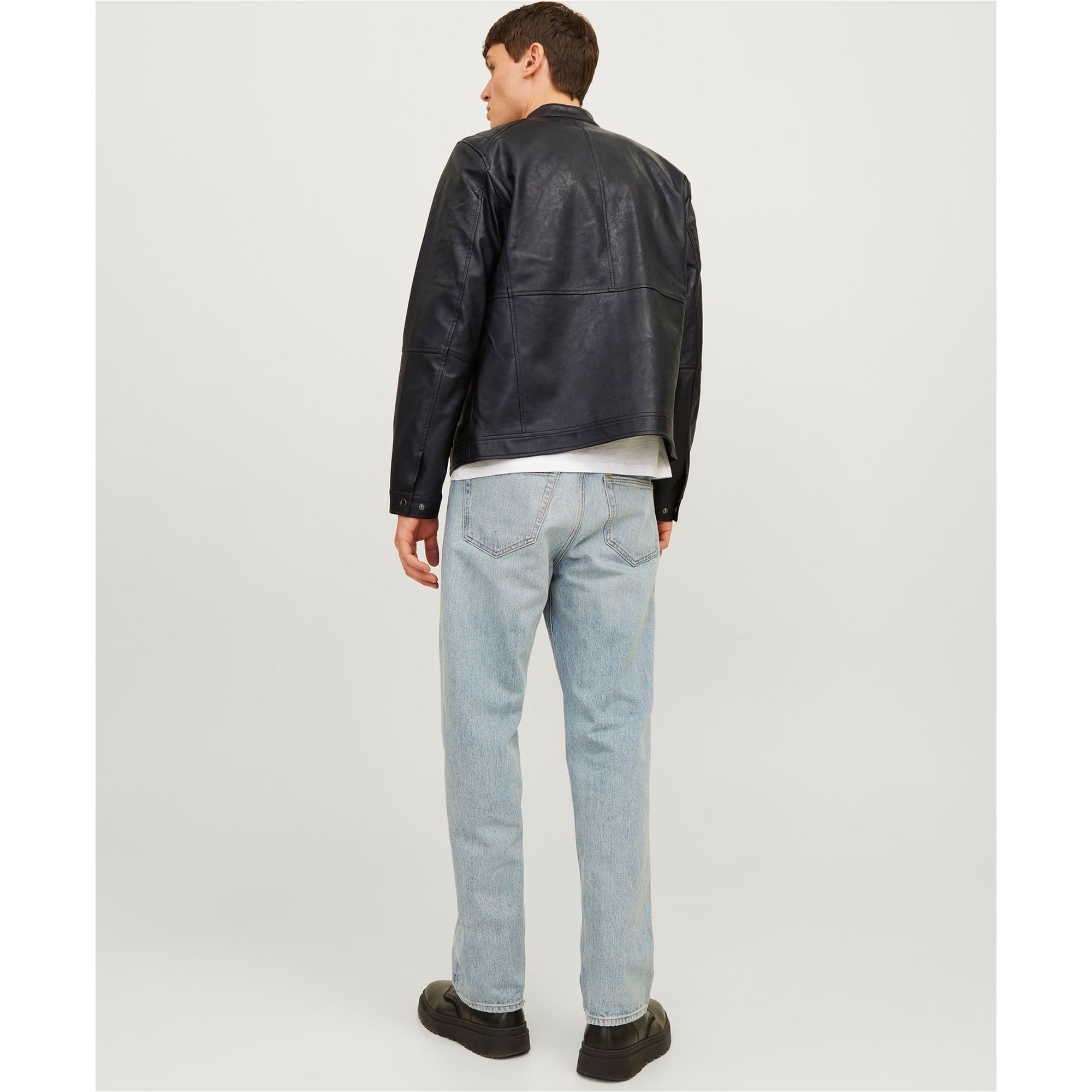 JACK & JONES Odinė striukė vyrams, Juoda, Dylan pu 2