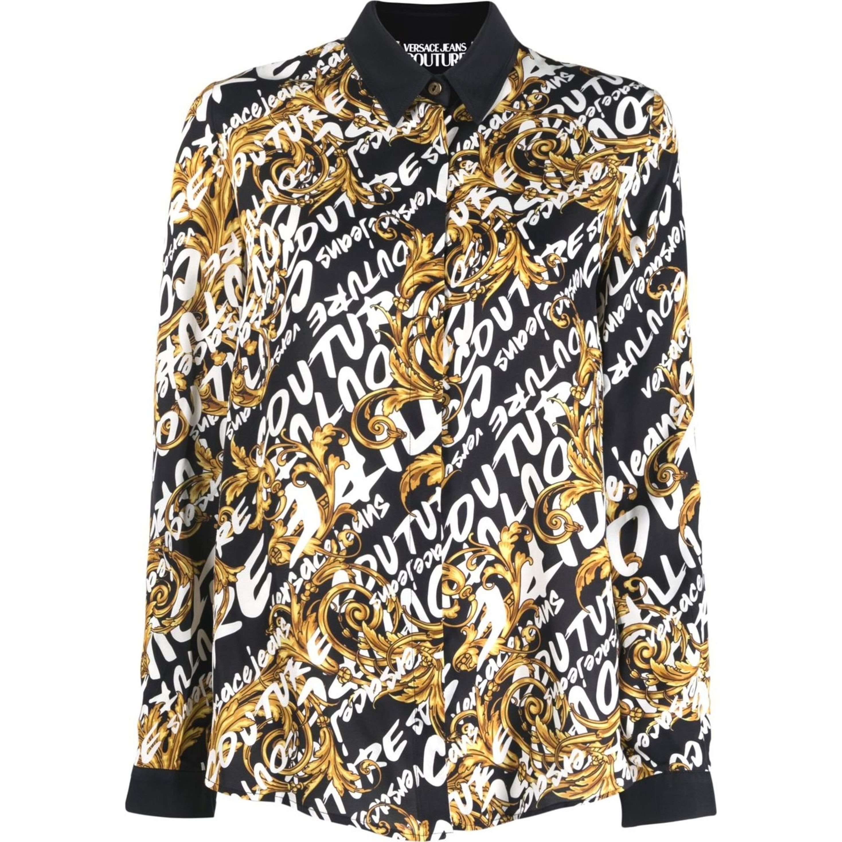 VERSACE JEANS CUTURE Marškiniai ilgomis rankovėmis moterims, Juoda, Mix shirts twill viscosa