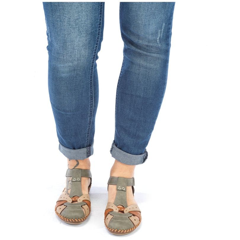 RIEKER Basutės moterims, Žalia, SANDALS 5