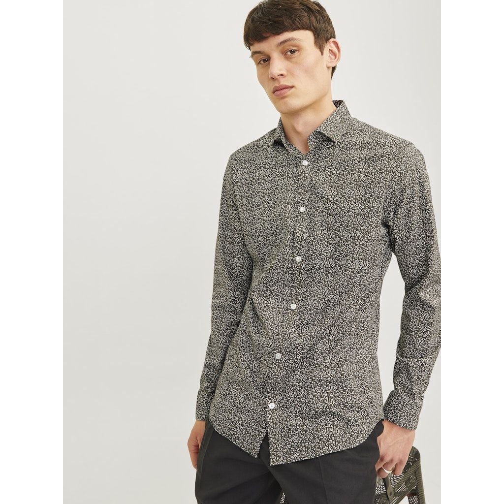 JACK & JONES Marškiniai ilgomis rankovėmis vyrams, Marga, Black pool stretch 7