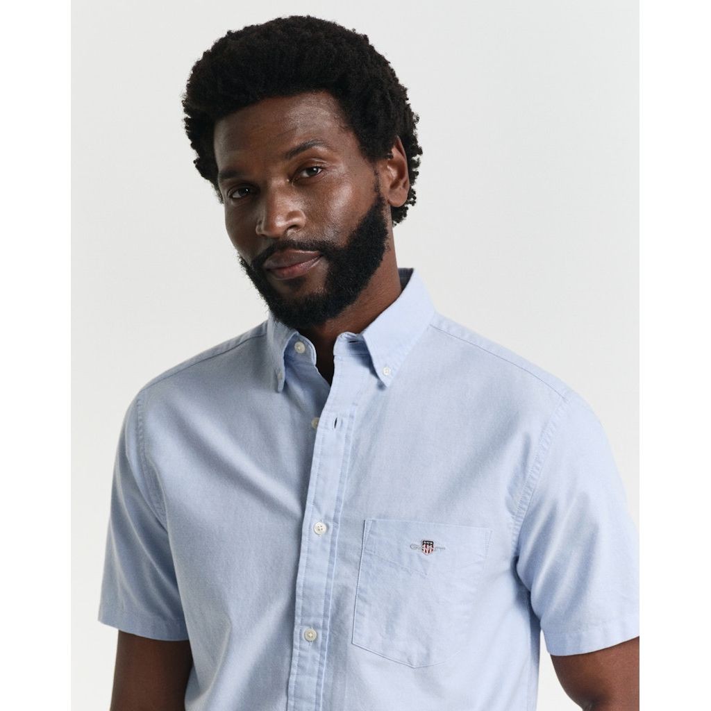 GANT Marškiniai vyrams, Mėlyna, REG OXFORD SS SHIRT 4