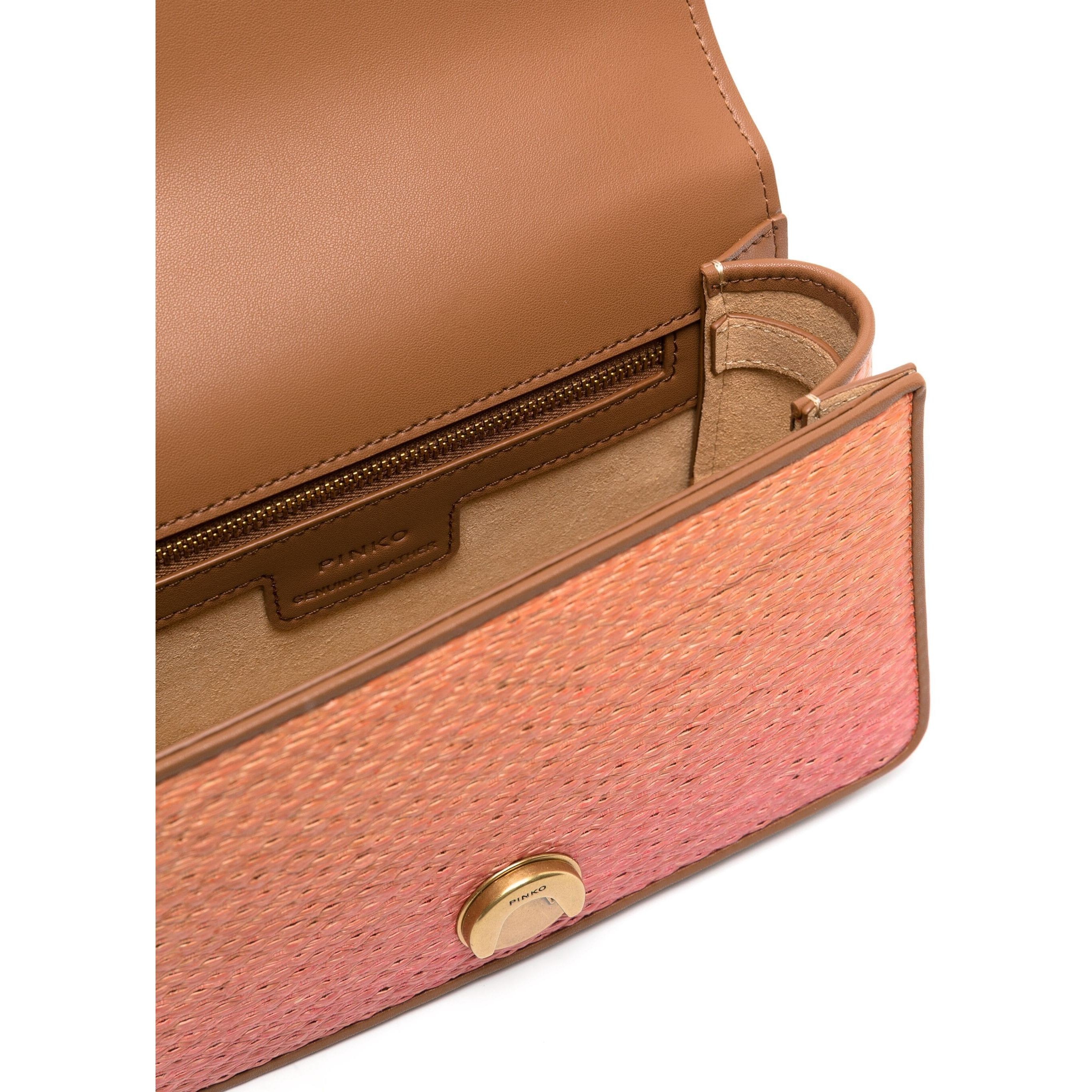 PINKO Rankinė per petį moterims, Rožinė, Mini raffia shoulder bag 4