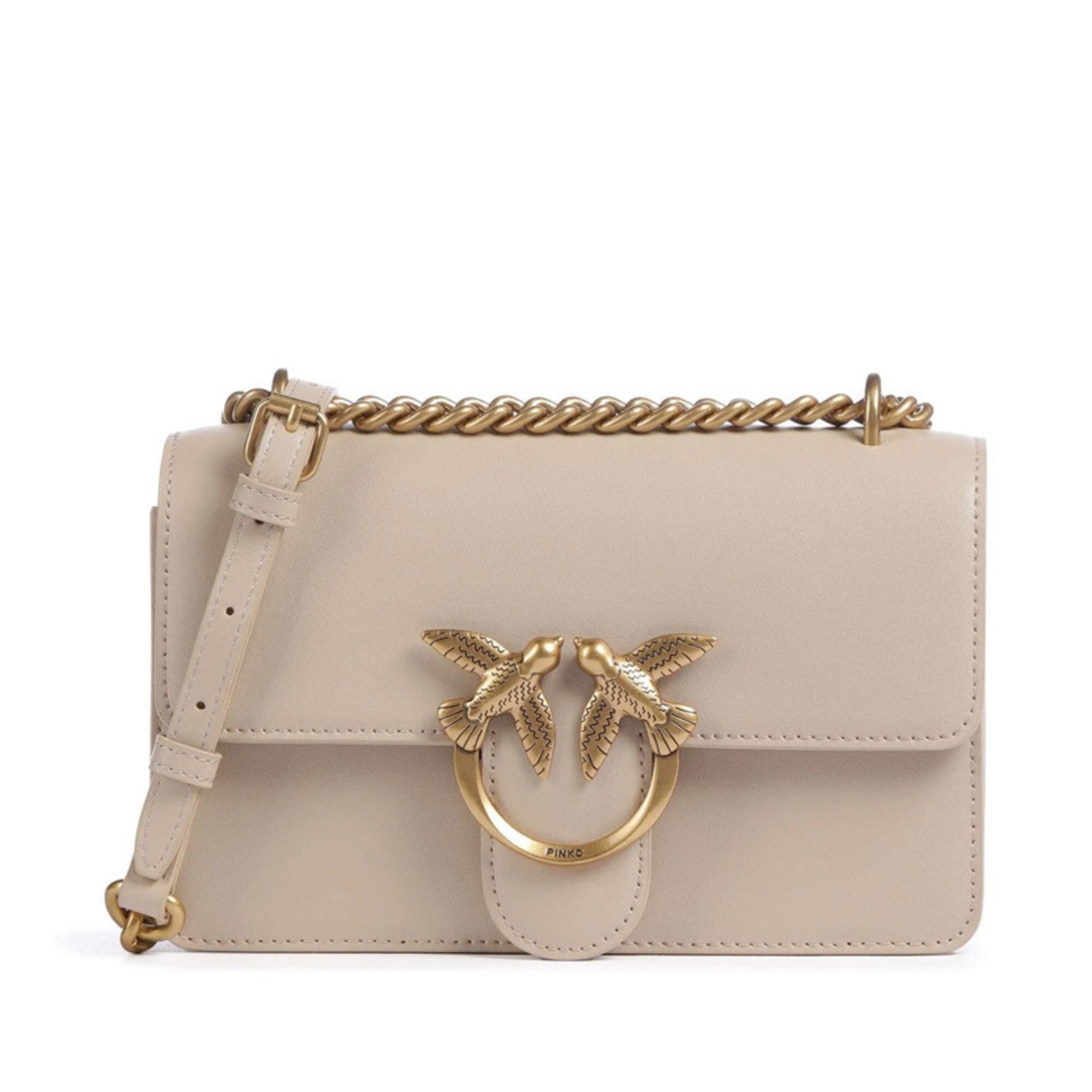 PINKO Rankinė per petį moterims, Smėlio, Love one mini bag 1