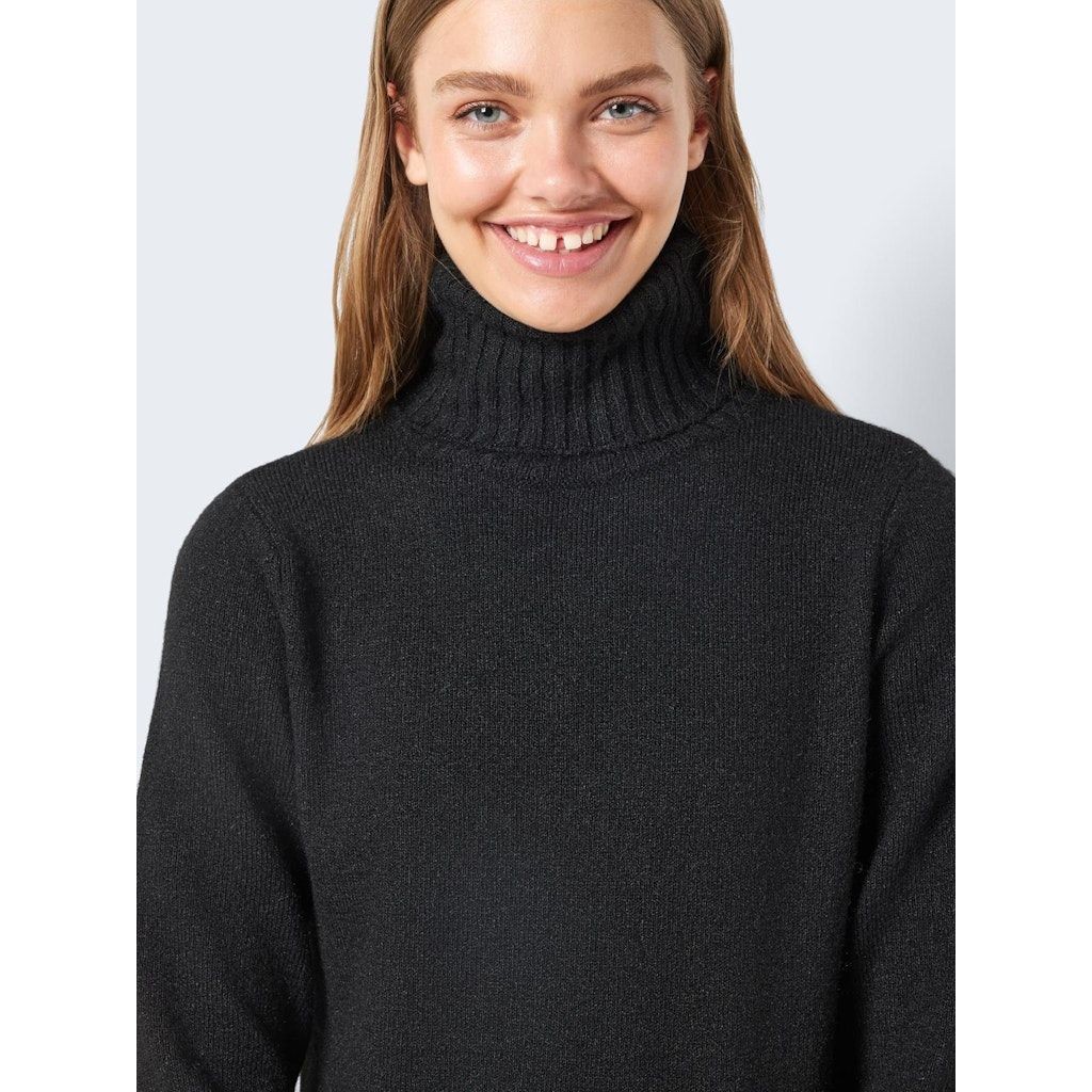 NOISY MAY Midi suknelė moterims, Juoda, NMVIOLA L/S ROLLNECK 3