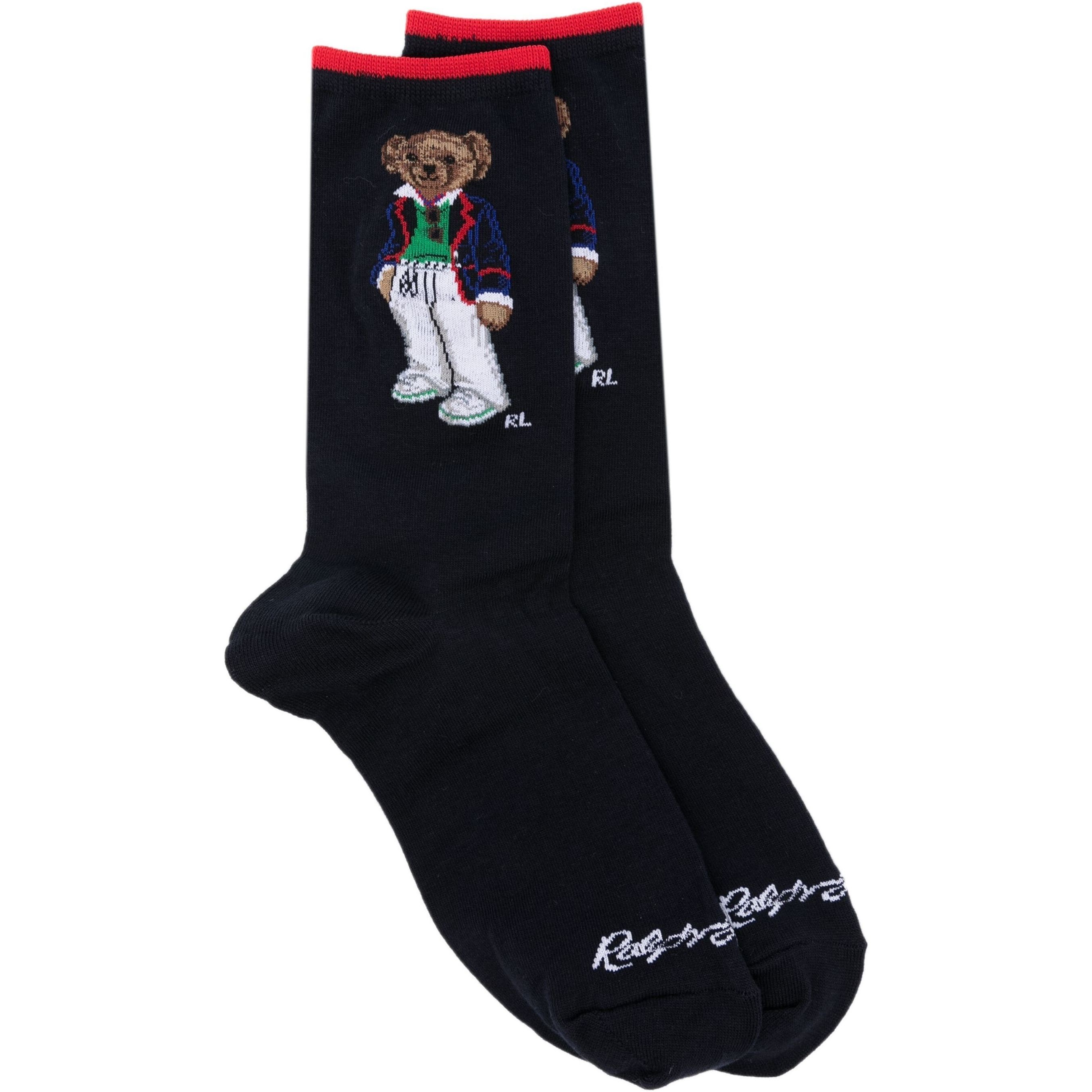 POLO RALPH LAUREN Kojinės moterims, Mėlyna, Spring bear crew sock 1