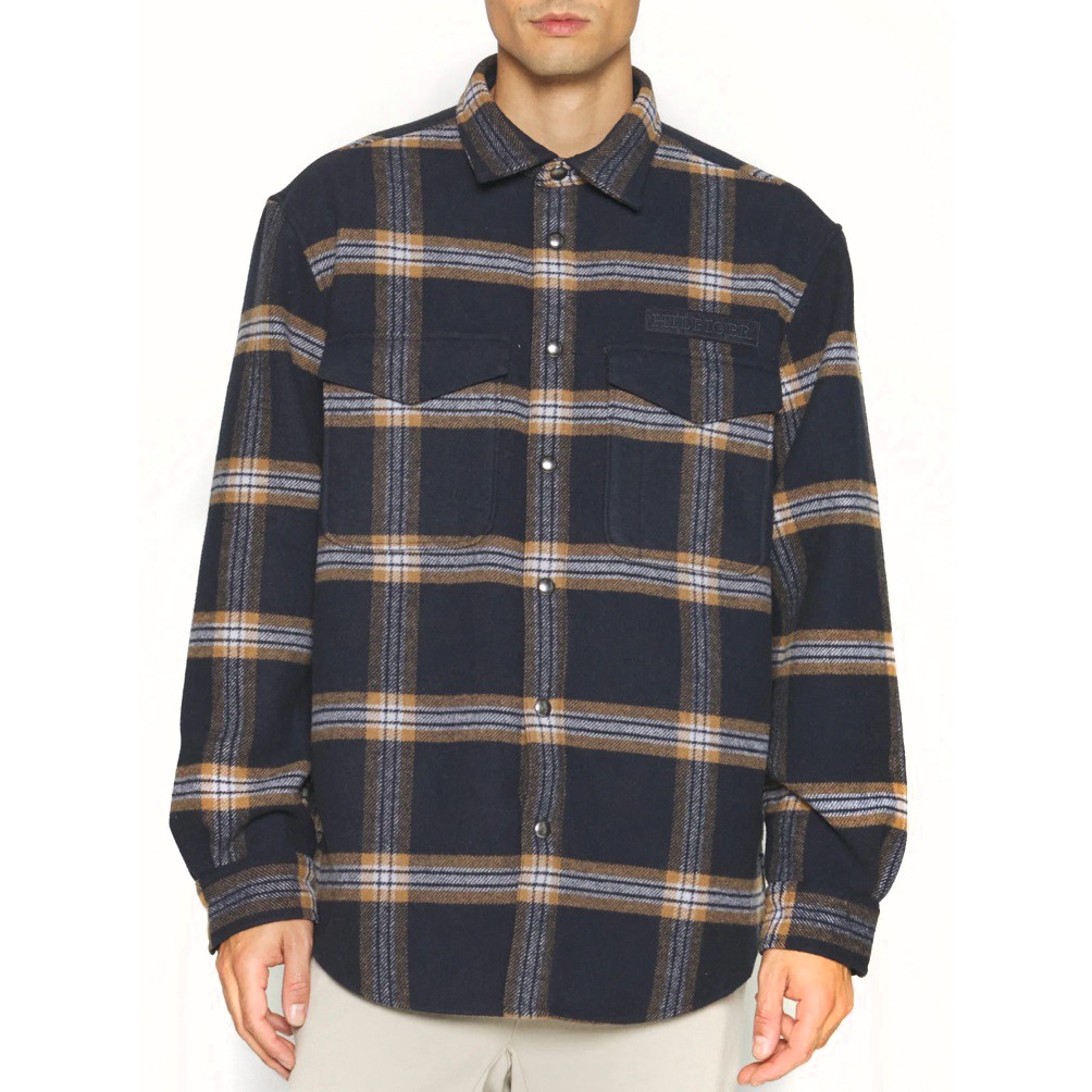 TOMMY HILFIGER Marškiniai ilgomis rankovėmis vyrams, Mėlyna, Brushed check overshirt 2