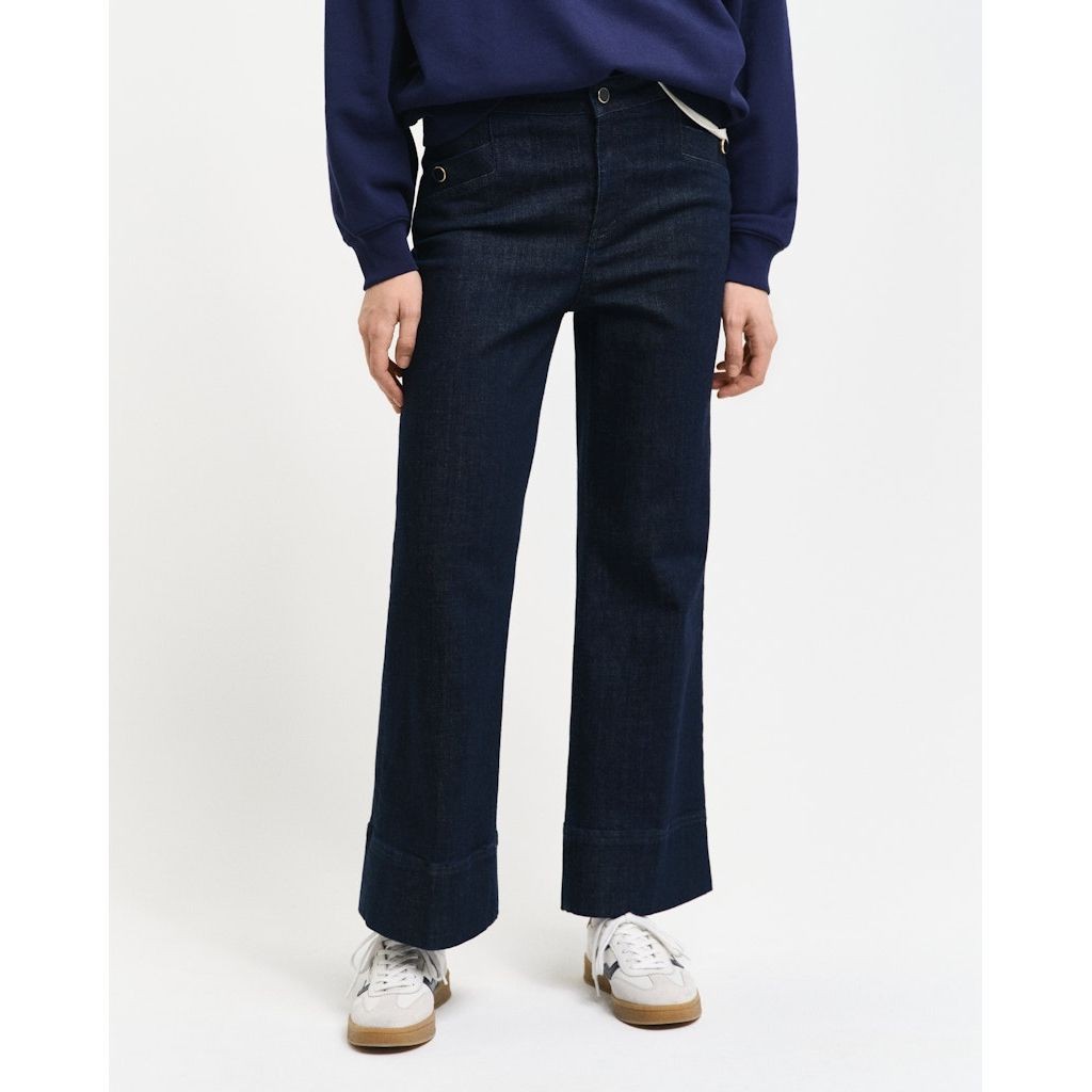 GANT Kelnės moterims, Mėlyna, Cropped creased denim jeans 4