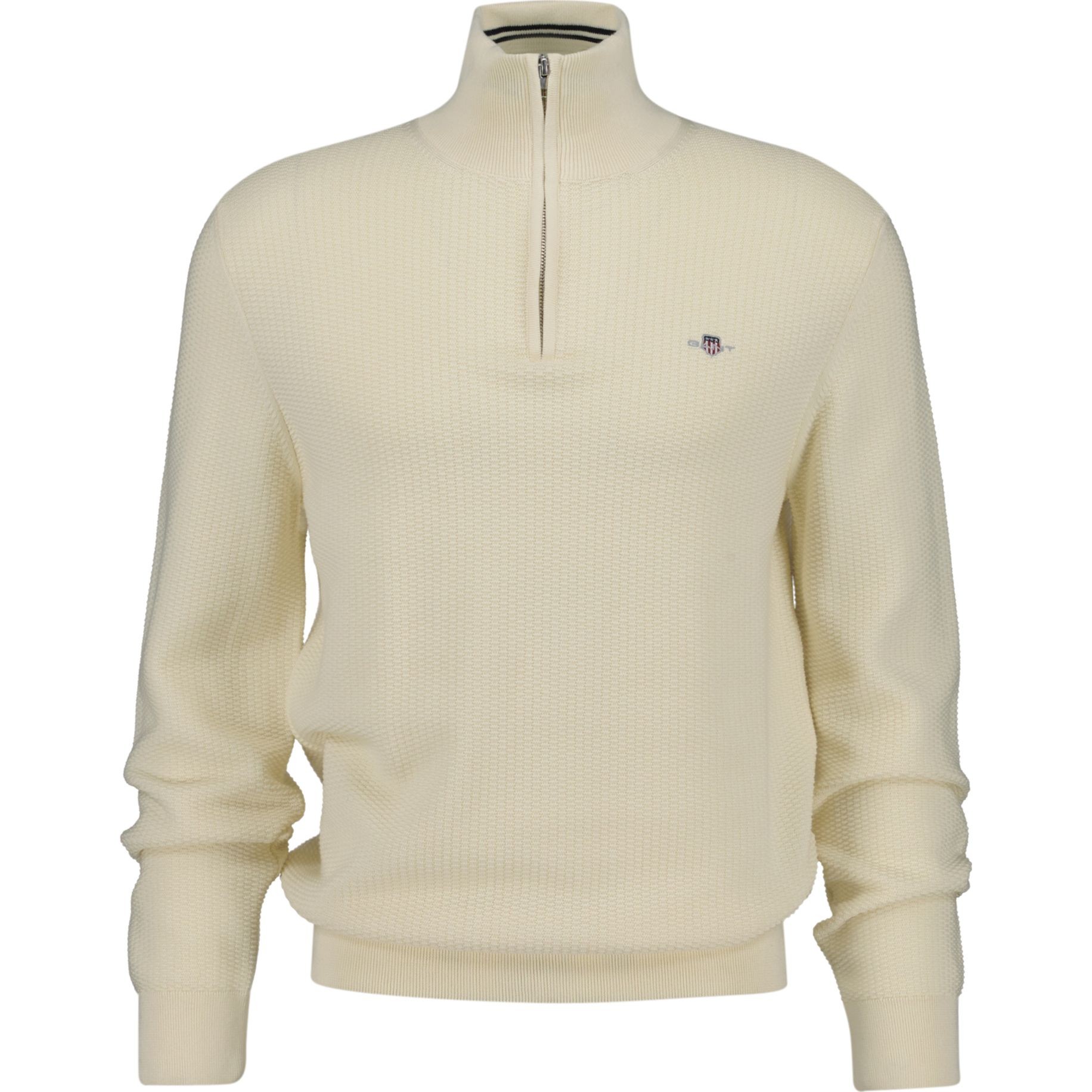 GANT Megztinis vyrams, Smėlio, Cotton micro textured sweater 1