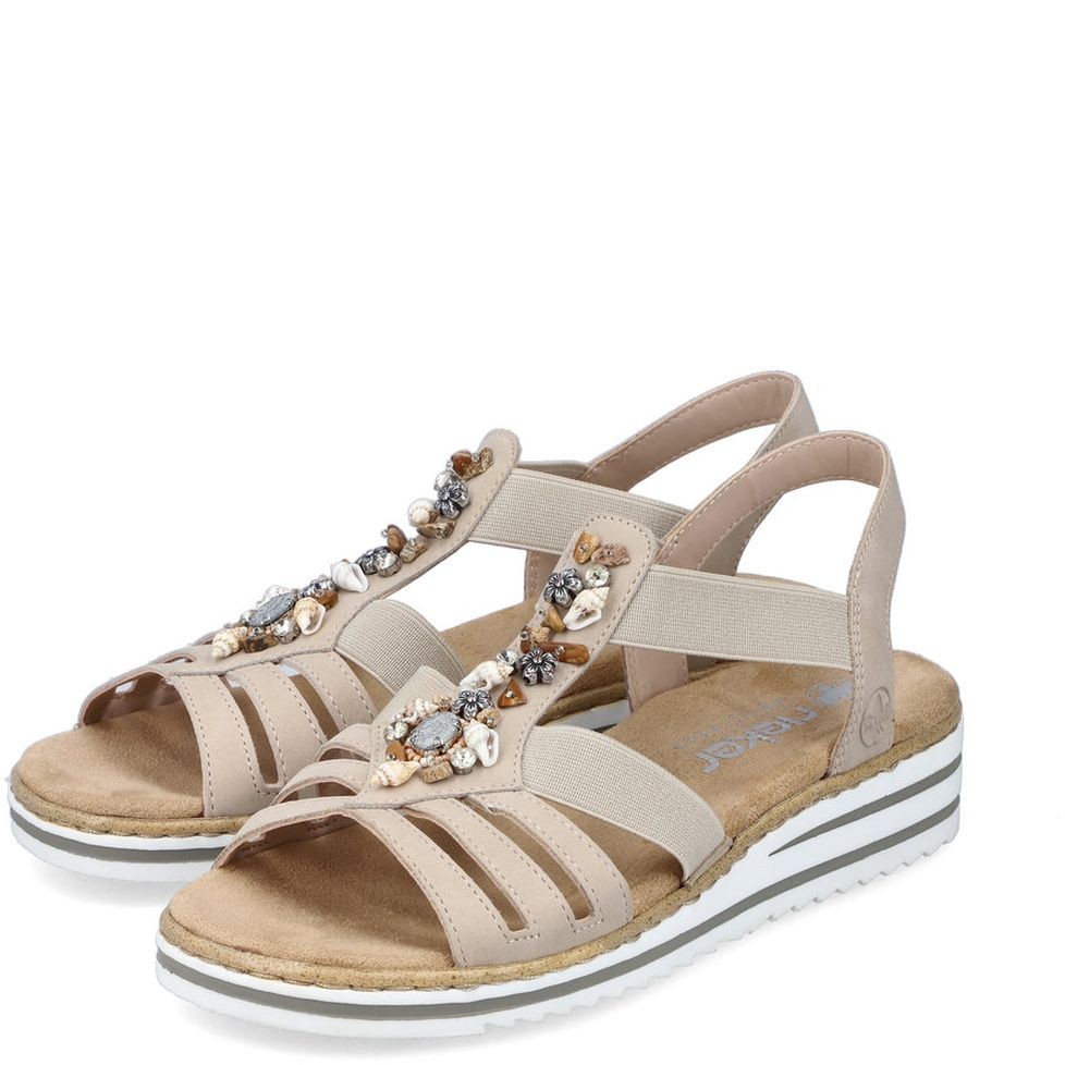 RIEKER Basutės moterims, Smėlio, SANDALS 10