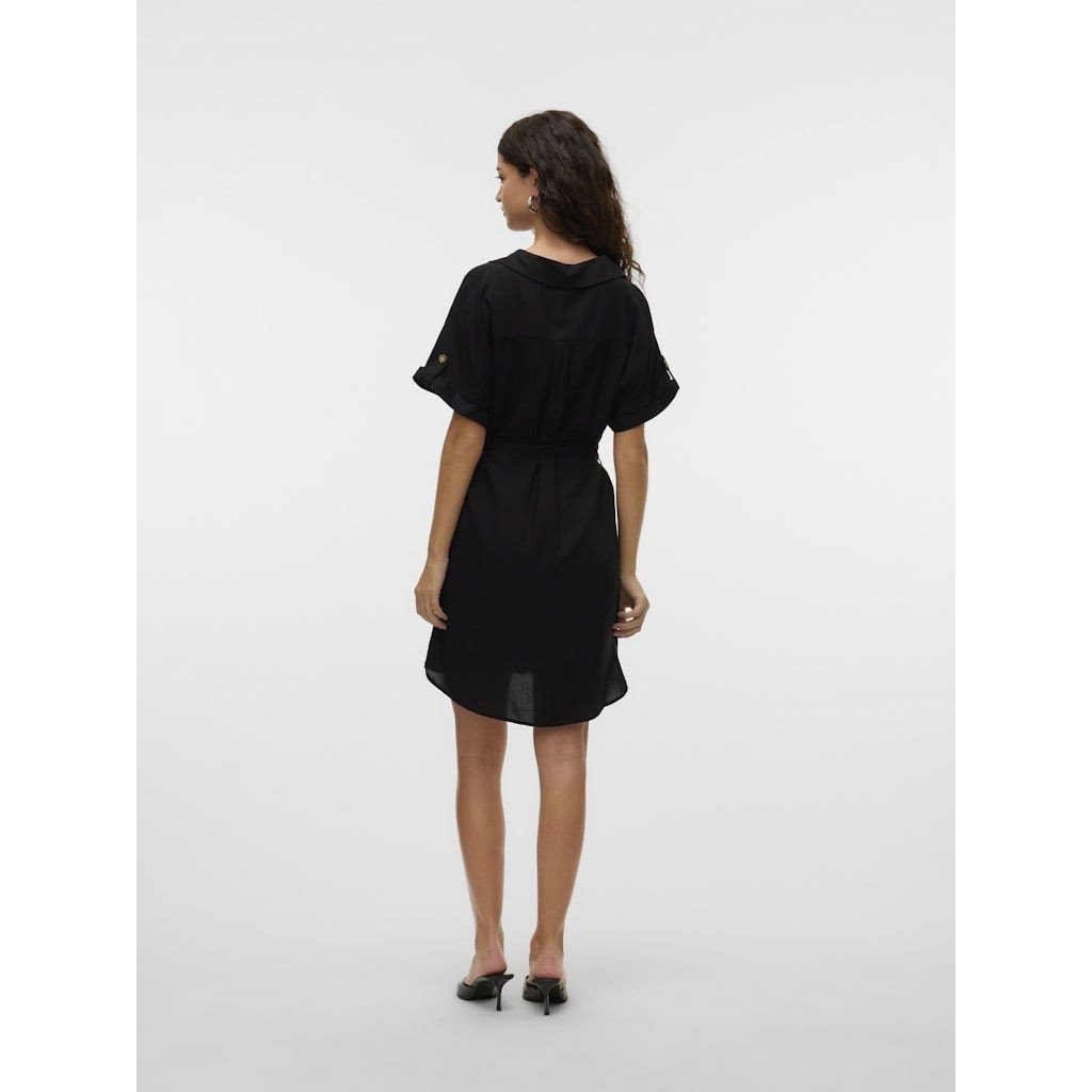 VERO MODA Mini suknelė moterims, Juoda, Bumpy short shirt dress 3