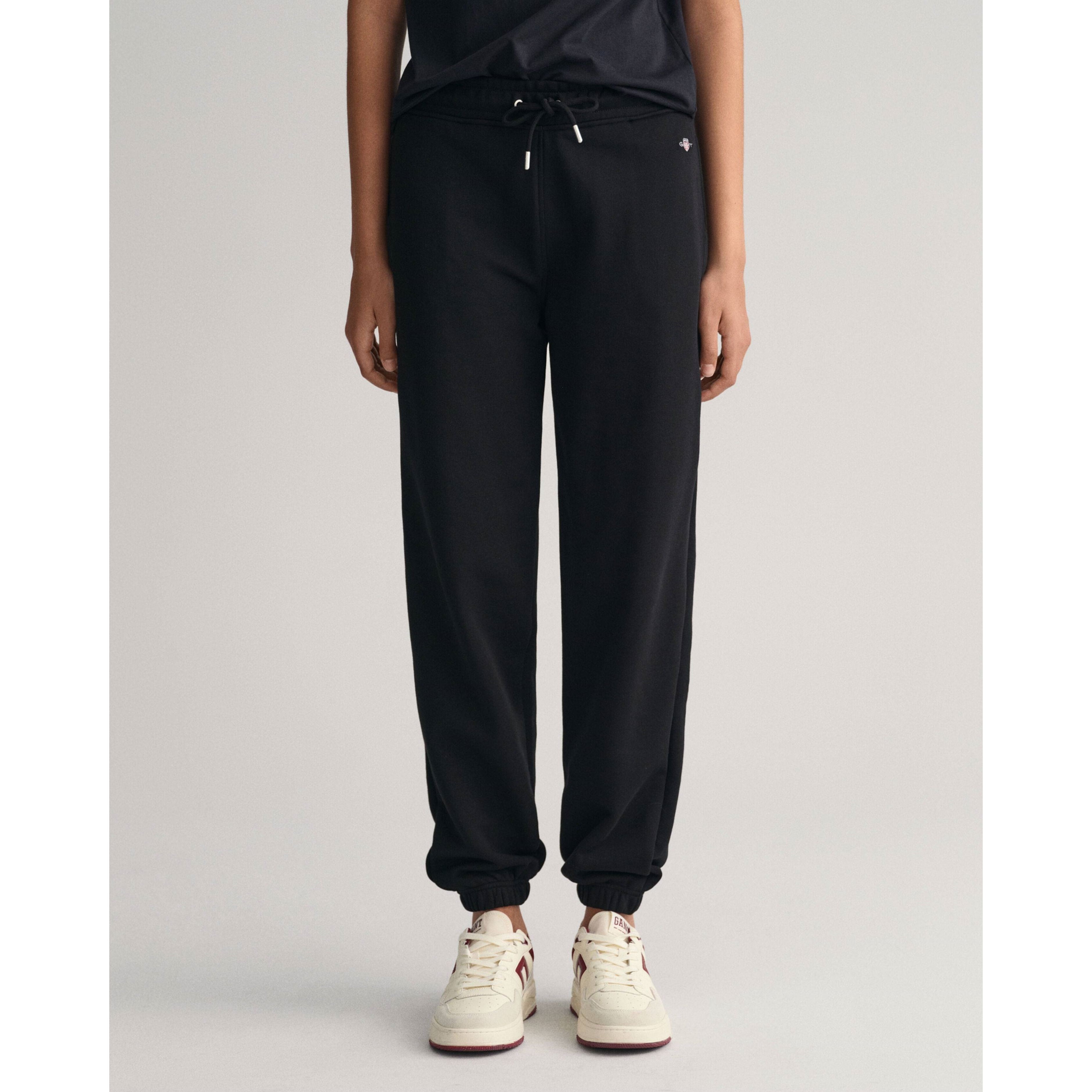 GANT Kelnės moterims, Juoda, REL SHIELD SWEATPANTS 2