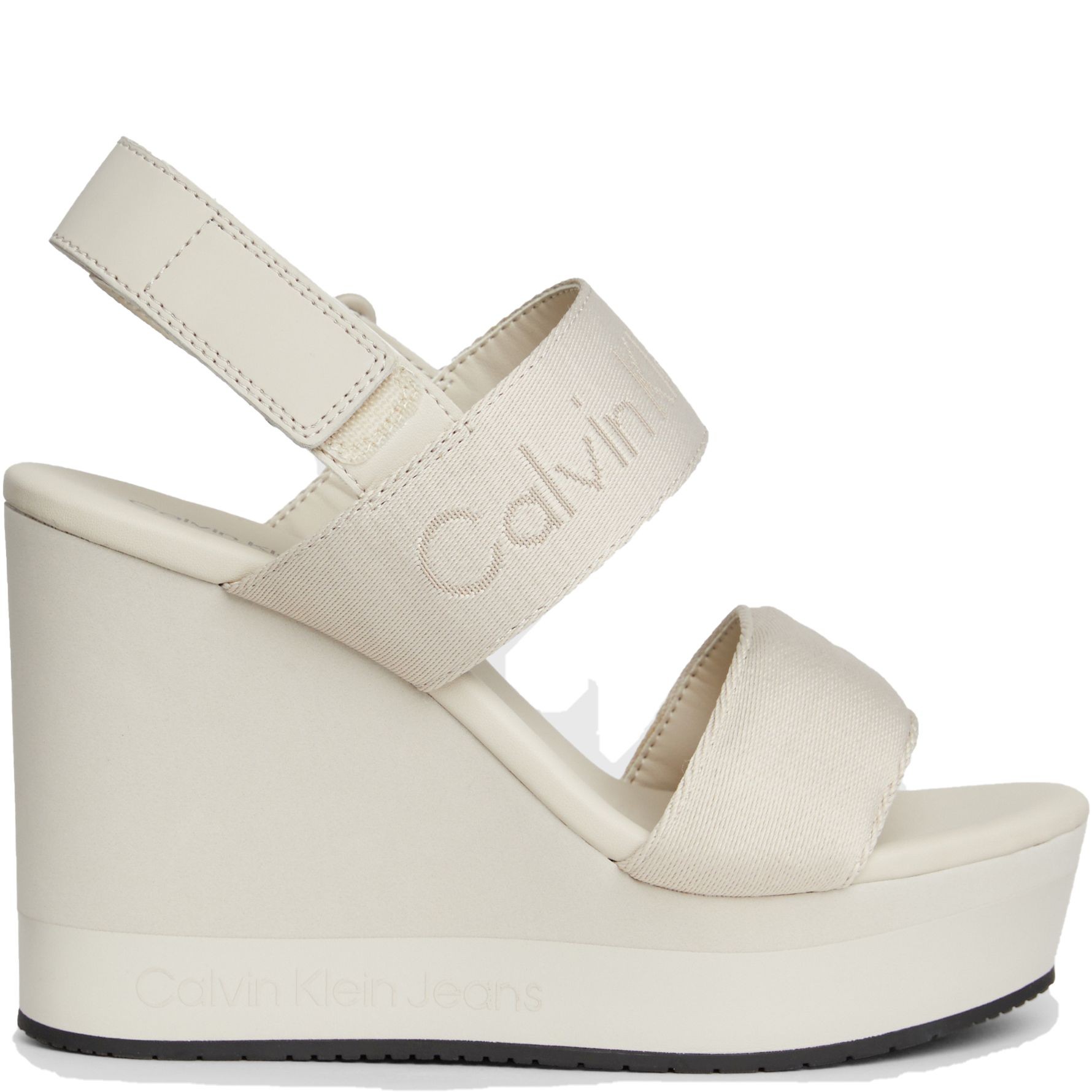 CALVIN KLEIN JEANS Basutės moterims, Smėlio, Wedge sandal webbing 2 CALVIN KLEIN JEANS Basutės moterims, Smėlio, Wedge sandal webbing 2