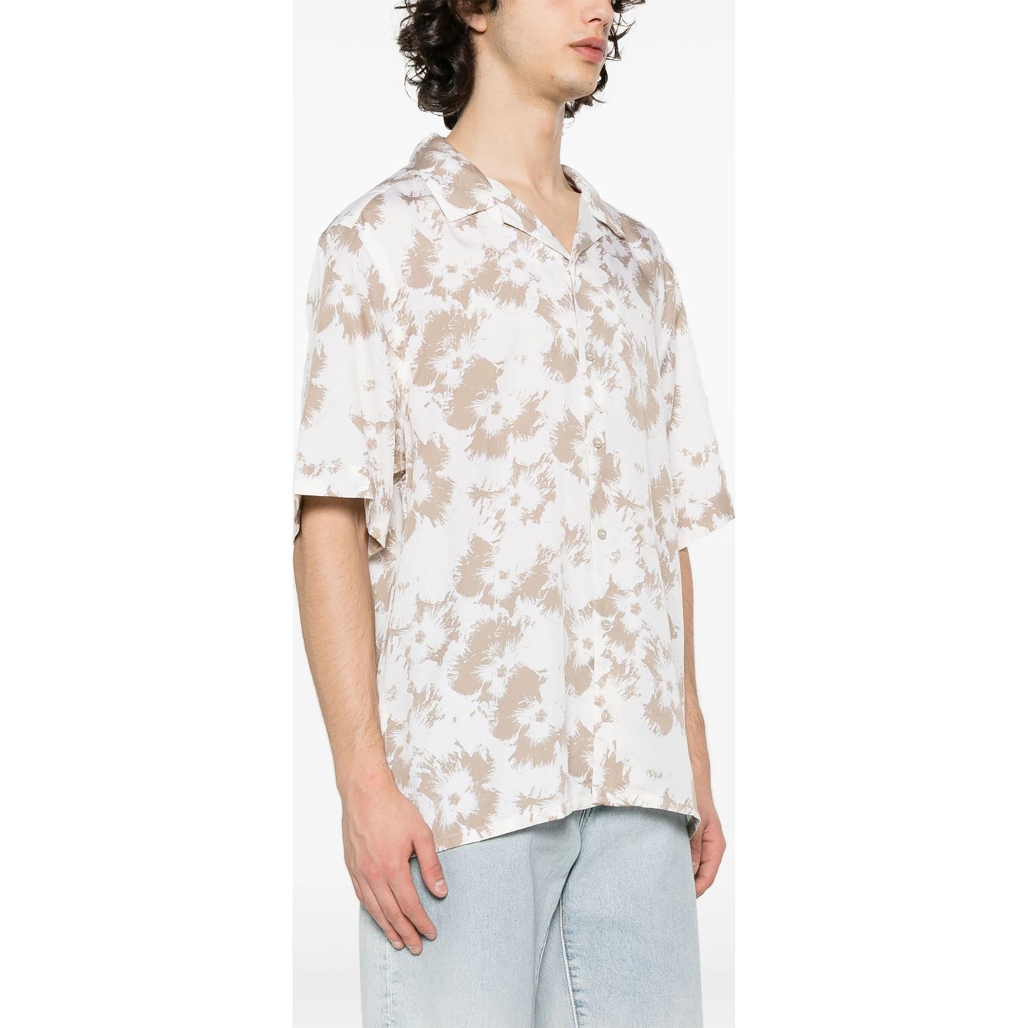 CALVIN KLEIN marškiniai trumpomis rankovėmis vyrams, Kreminė/Smėlinė, S/s shirt
