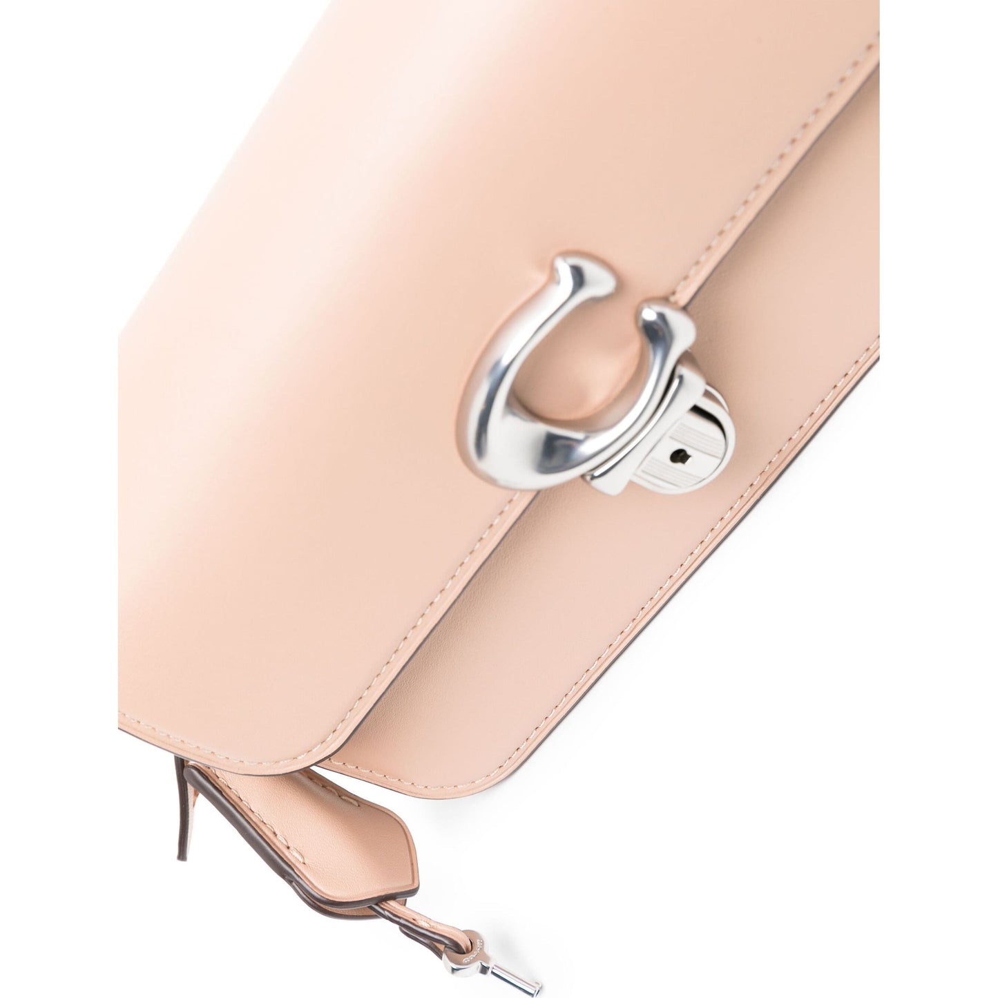 COACH rankinė per petį moterims, Kreminė/Smėlinė, Leather studio baguette bag