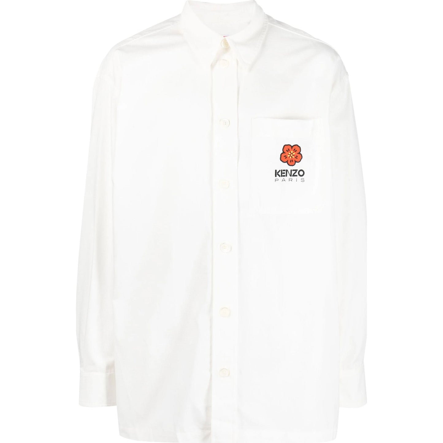KENZO marškiniai ilgomis rankovėmis vyrams, Balta, Boke crest oversized shirt