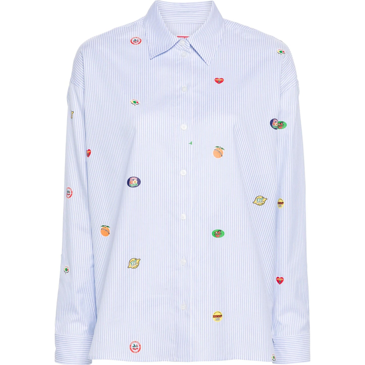 KENZO marškiniai ilgomis rankovėmis moterims, Mėlyna, Fruit stickers shirt