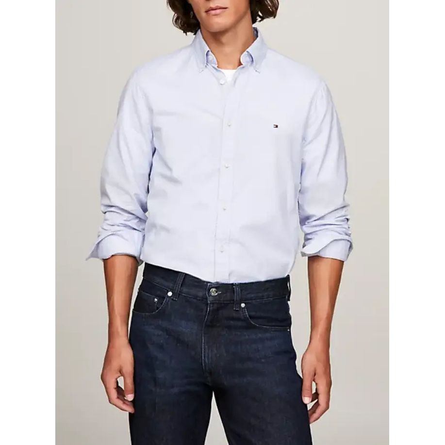 TOMMY HILFIGER marškiniai ilgomis rankovėmis vyrams, Mėlyna, Flex mini print sf shirt