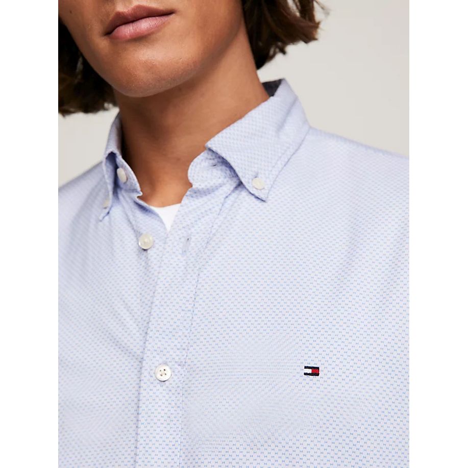 TOMMY HILFIGER marškiniai ilgomis rankovėmis vyrams, Mėlyna, Flex mini print sf shirt