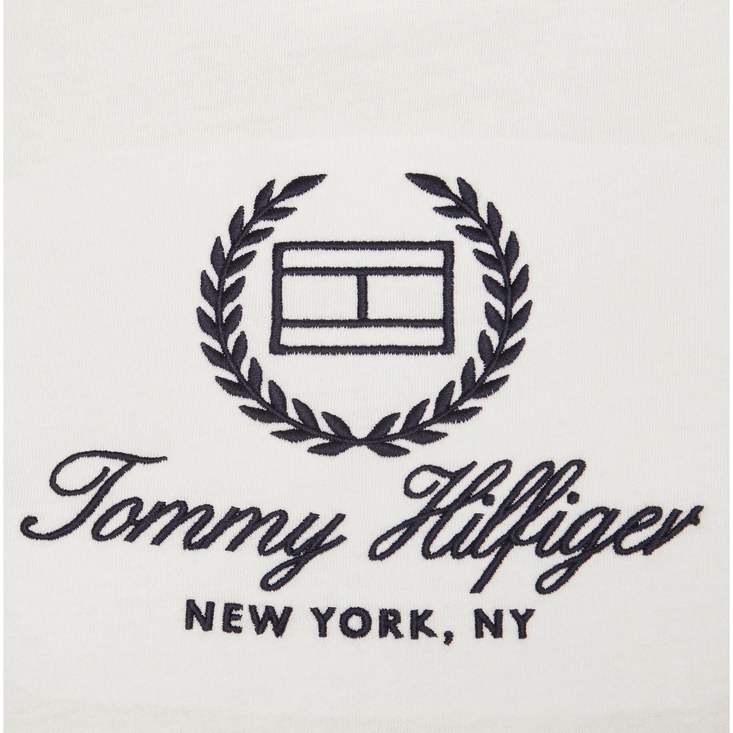 TOMMY HILFIGER marškinėliai trumpomis rankovėmis moterims, Balta, Slim flag script tee ss