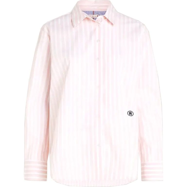 TOMMY HILFIGER marškiniai ilgomis rankovėmis moterims, Rožinė, Smd stripe easy fit ls shirt