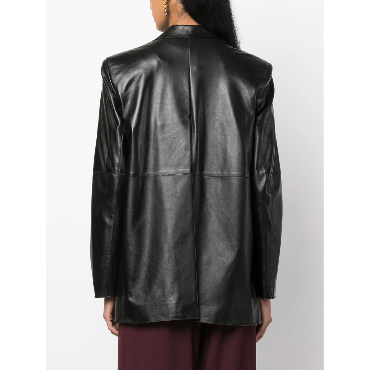 AERON moteriškas juodas švarkas Classic leather blazer