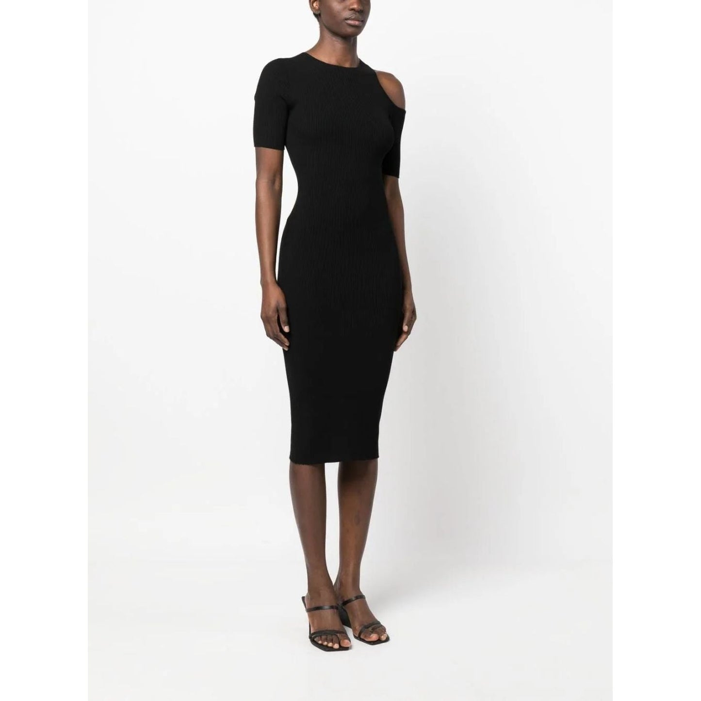 AERON moteriška juoda suknelė Ribbed cut-out midi dress