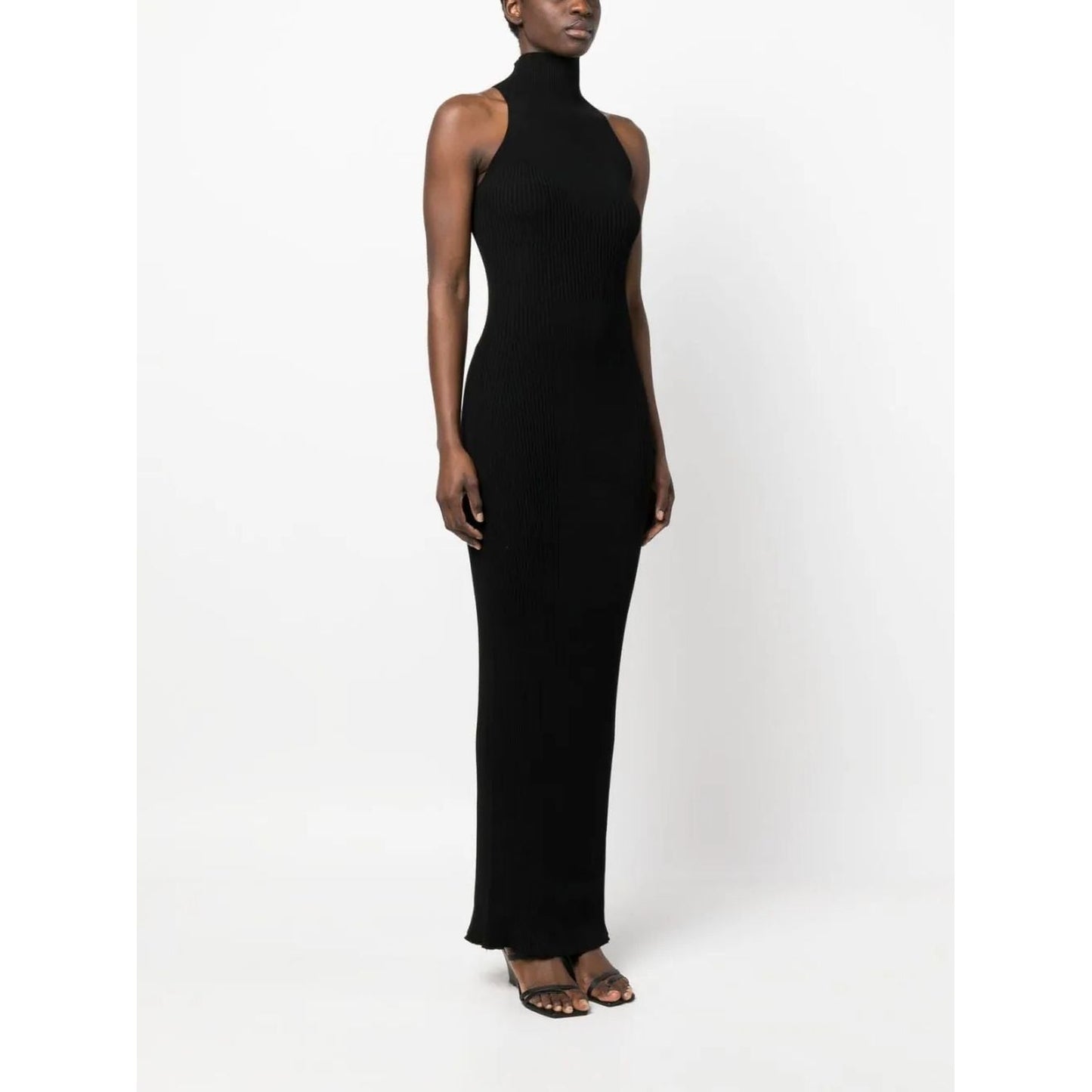 AERON moteriška juoda suknelė Ribbed sleeveless maxi dress