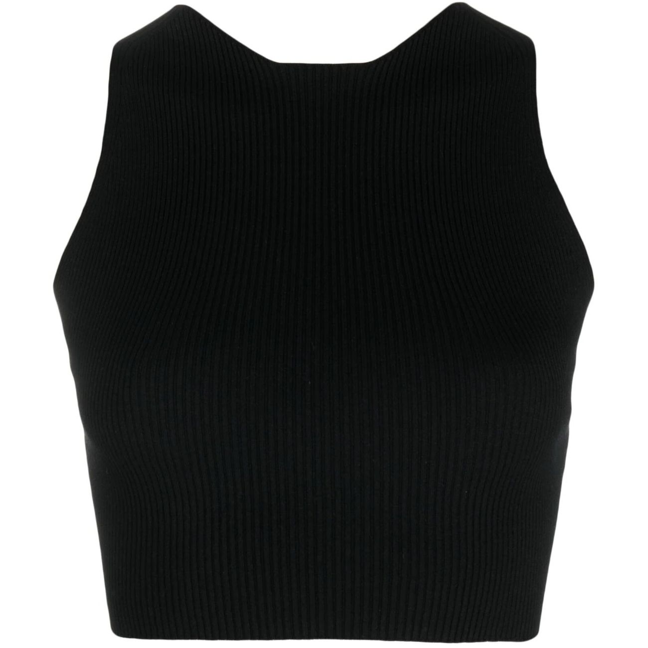 AERON moteriški juodi marškinėliai be rankovių Ribbed cut-out layer